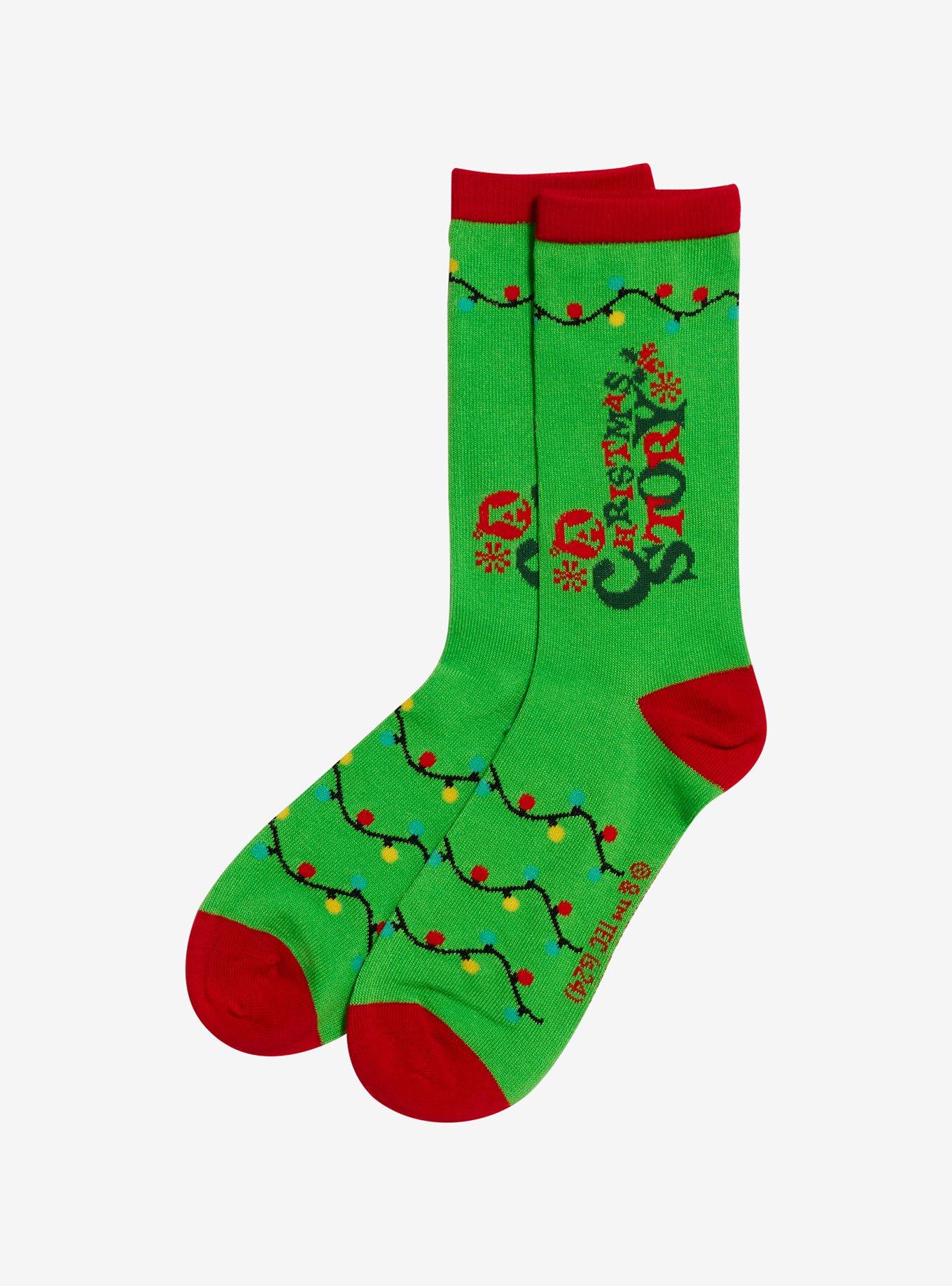 A Christmas Story Logo Christmas Lights Crew Socks, , hi-res