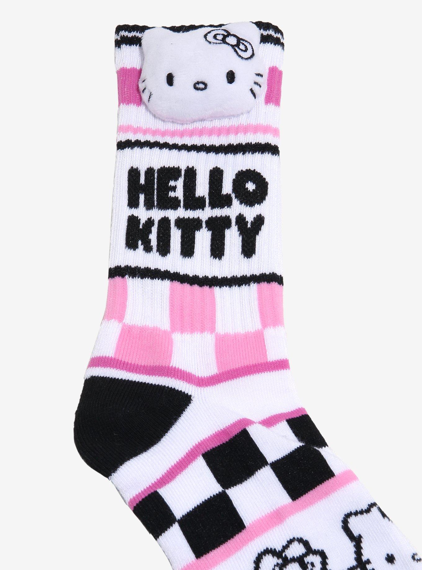Hello Kitty Checkered Plush Crew Socks, , hi-res