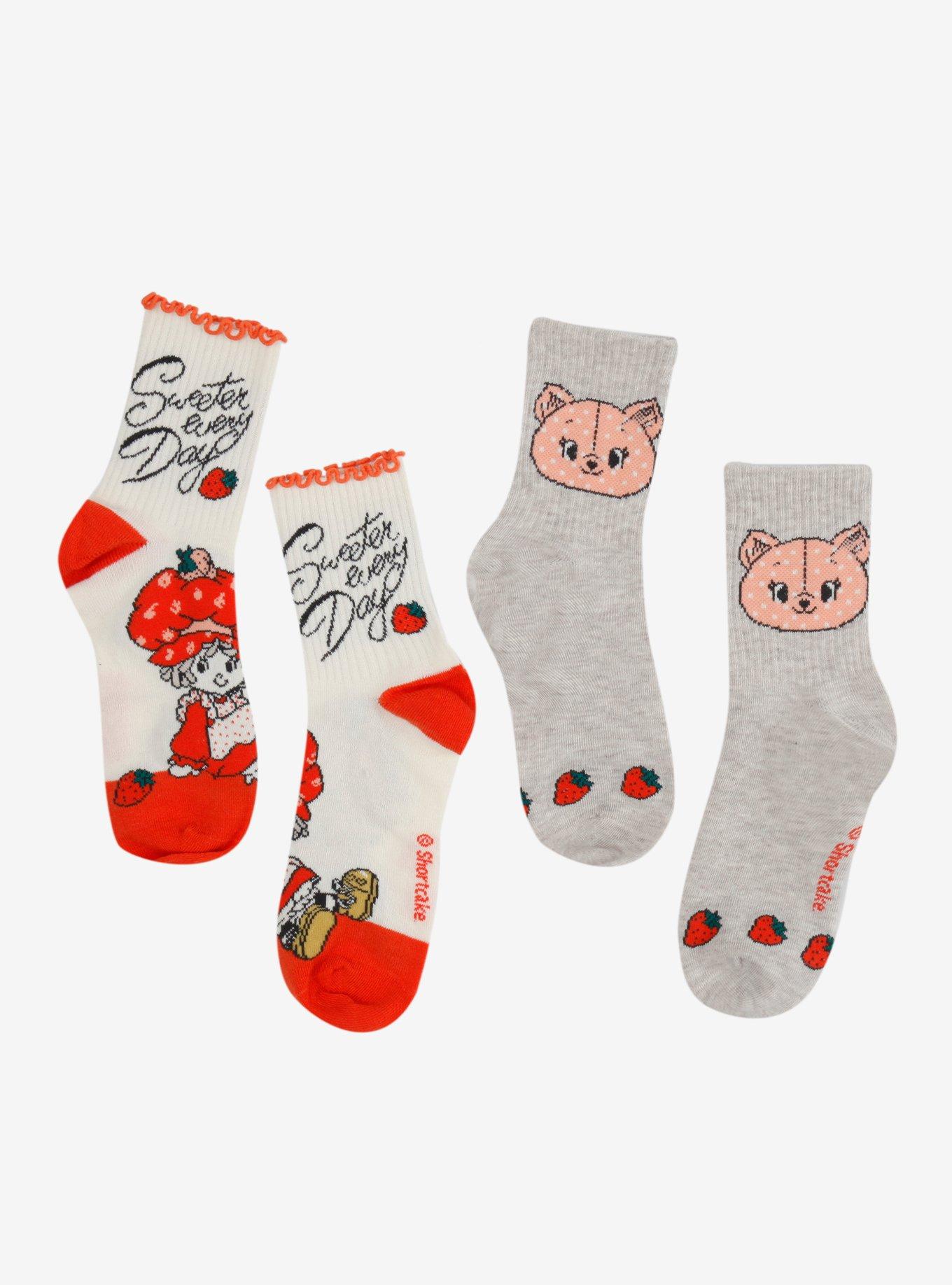 Strawberry Shortcake Custard Sweet Crew Socks 2 Pair, , hi-res