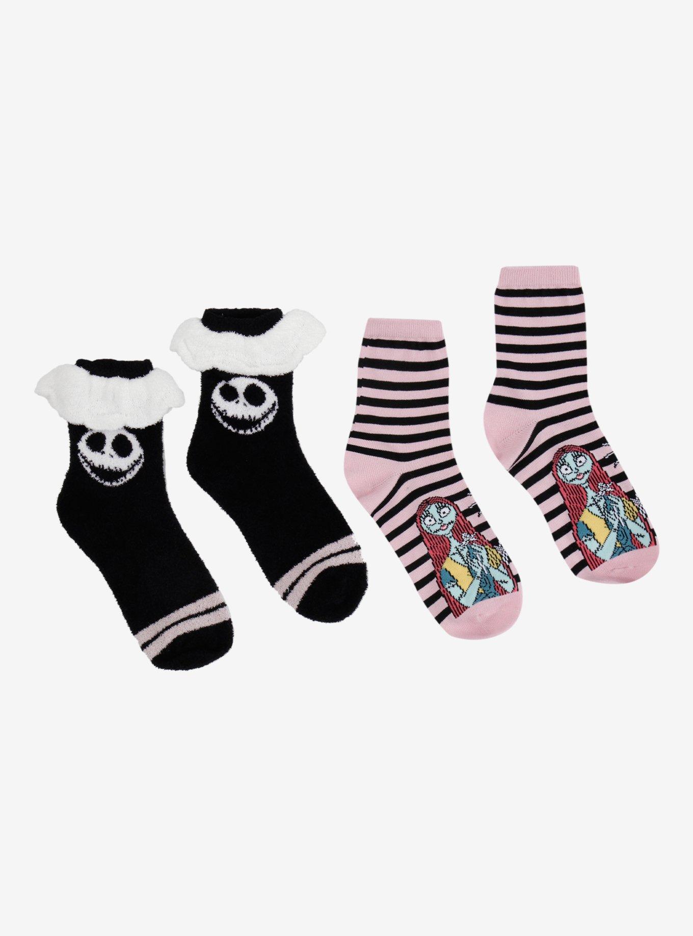 The Nightmare Before Christmas Jack Sally Stripe Crew Socks 2 Pair, , hi-res