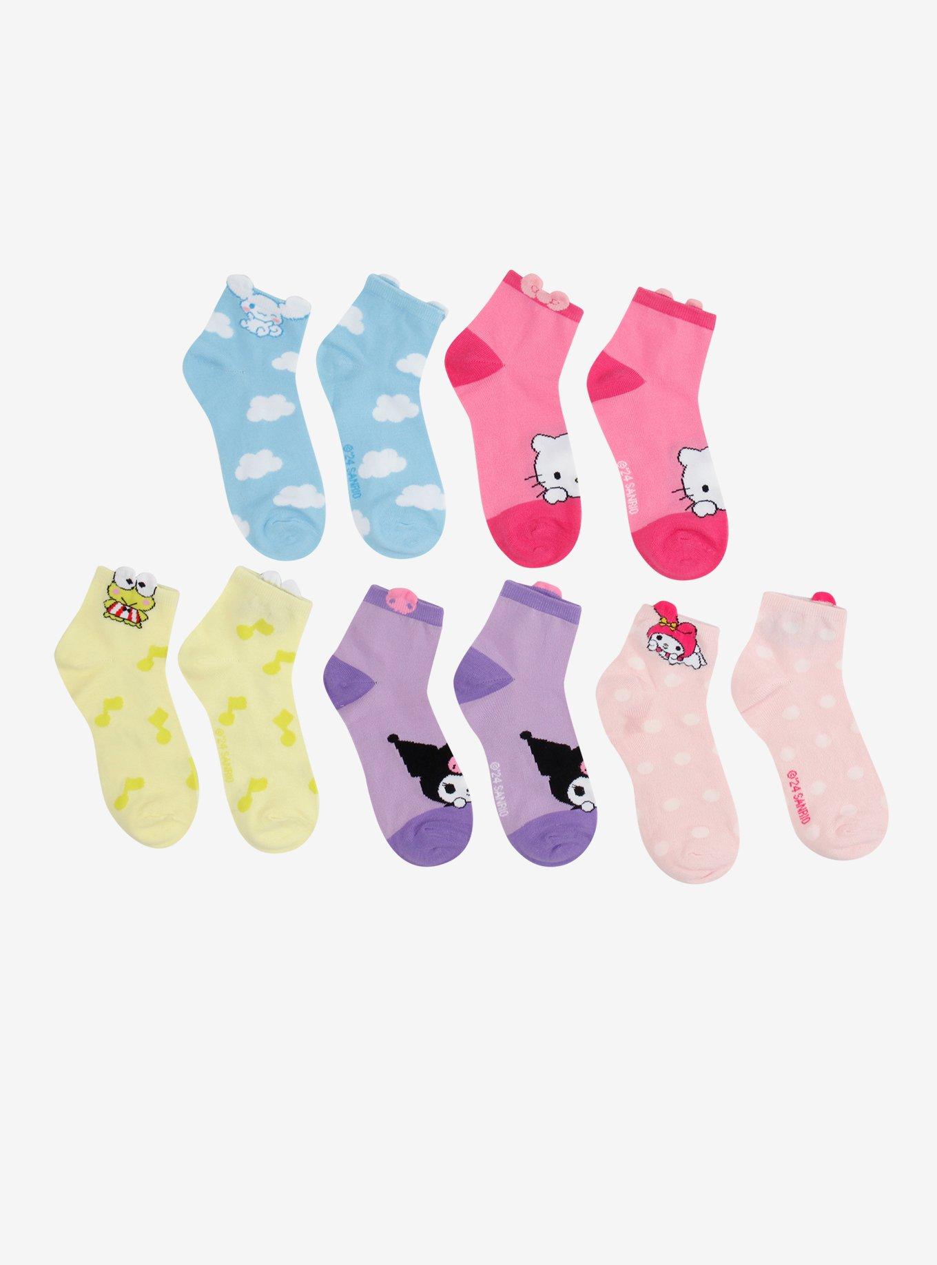 Hello Kitty And Friends Peeking Detail Ankle Socks 5 Pair, , hi-res