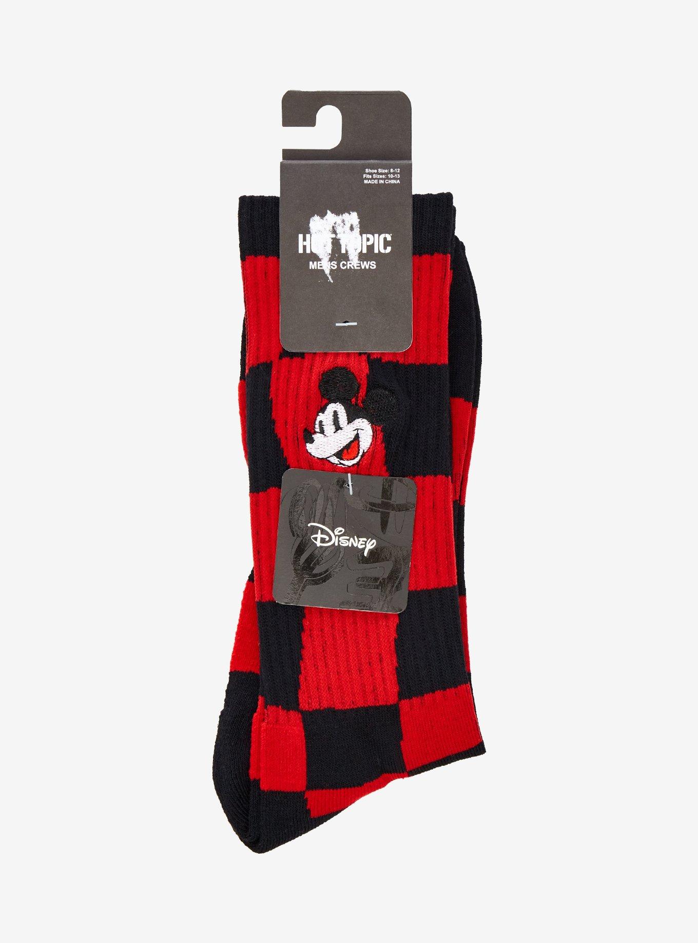 Disney Mickey Mouse Swirl Checkered Crew Socks, , alternate