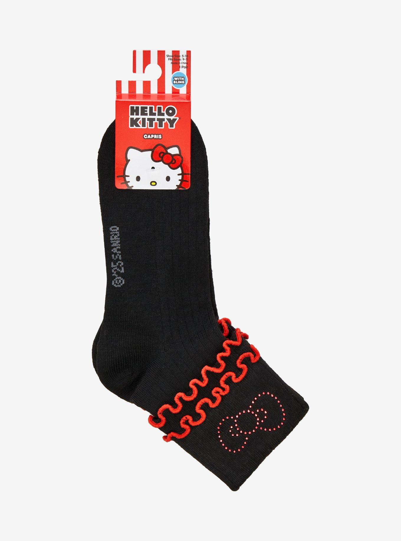 Hello Kitty Bow Rhinestone Ankle Socks, , alternate