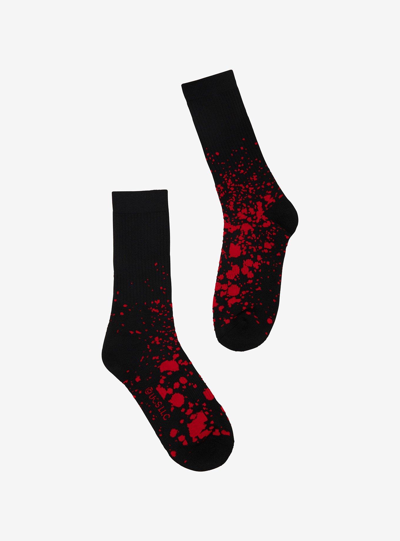 Chucky Tiffany Split Patch Blood Splatter Crew Socks, , alternate