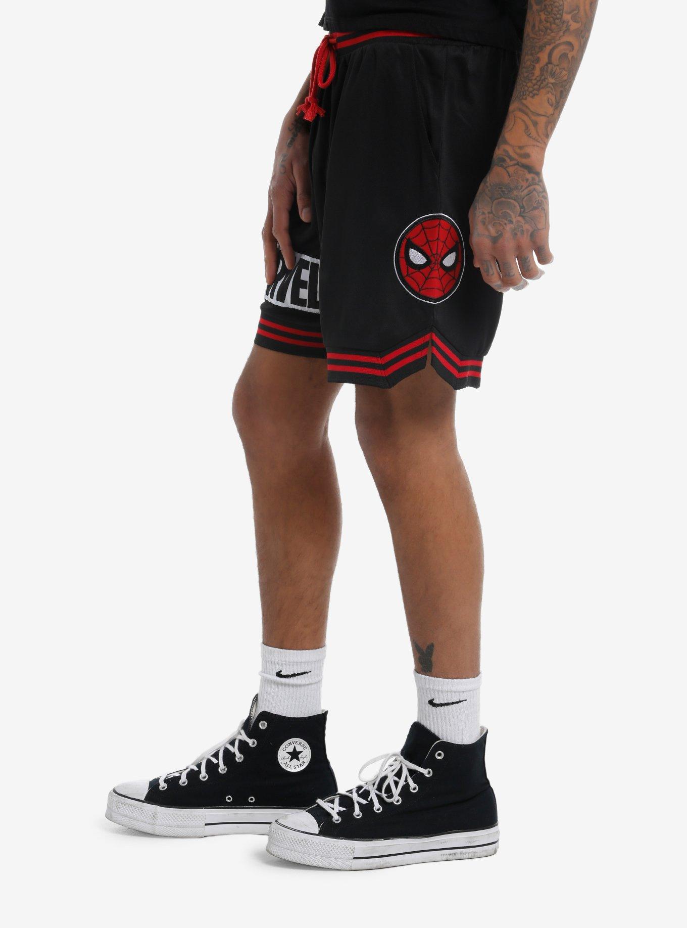 Our Universe Marvel Spider-Man Basketball Shorts, BLACK  RED, alternate