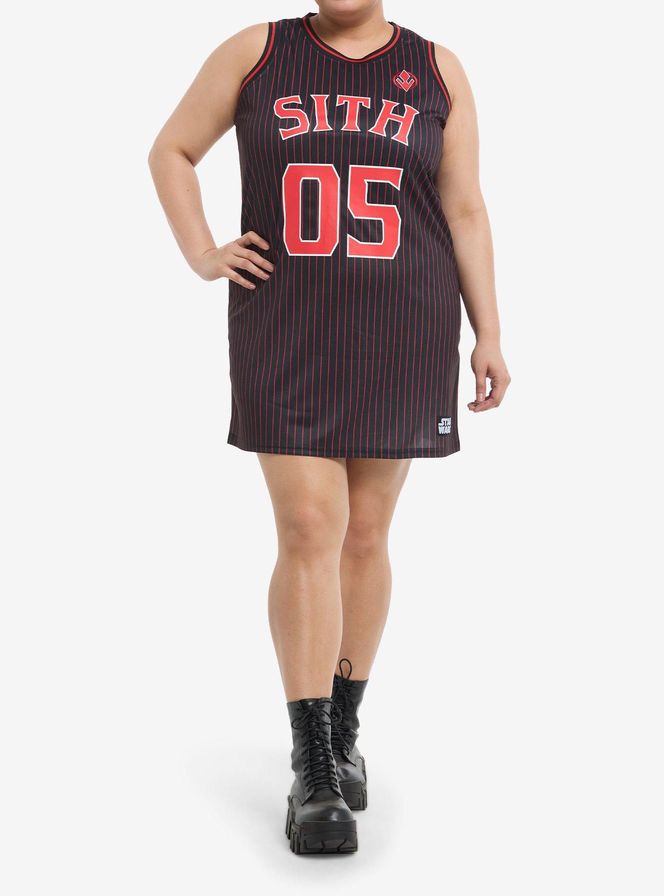 Her Universe Star Wars Sith Pinstripe Jersey Dress Plus Size, BLACK  RED, alternate