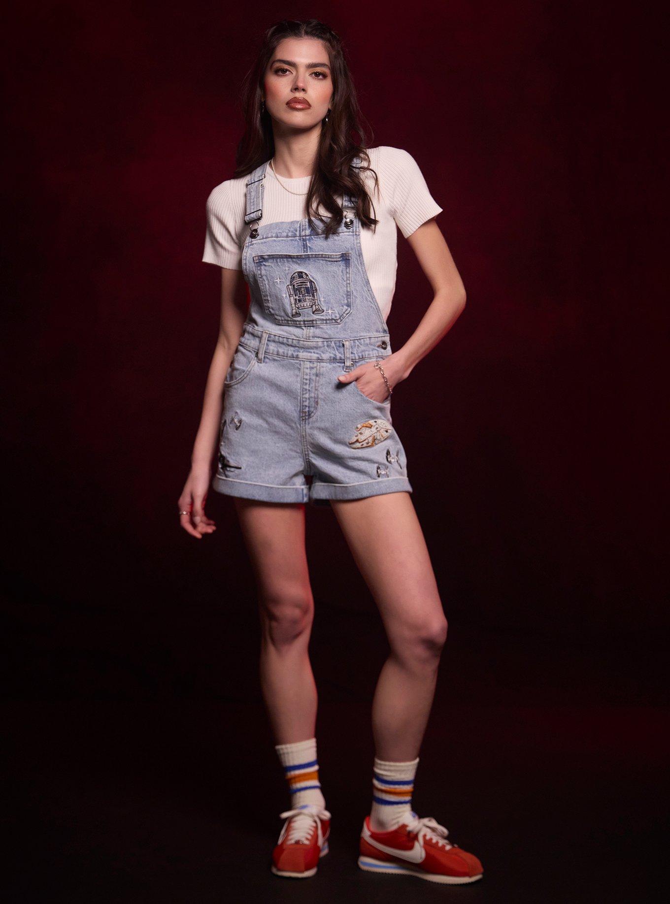 Her Universe Star Wars Droids & Ships Shortalls Her Universe Exclusive, LIGHT WASH, alternate