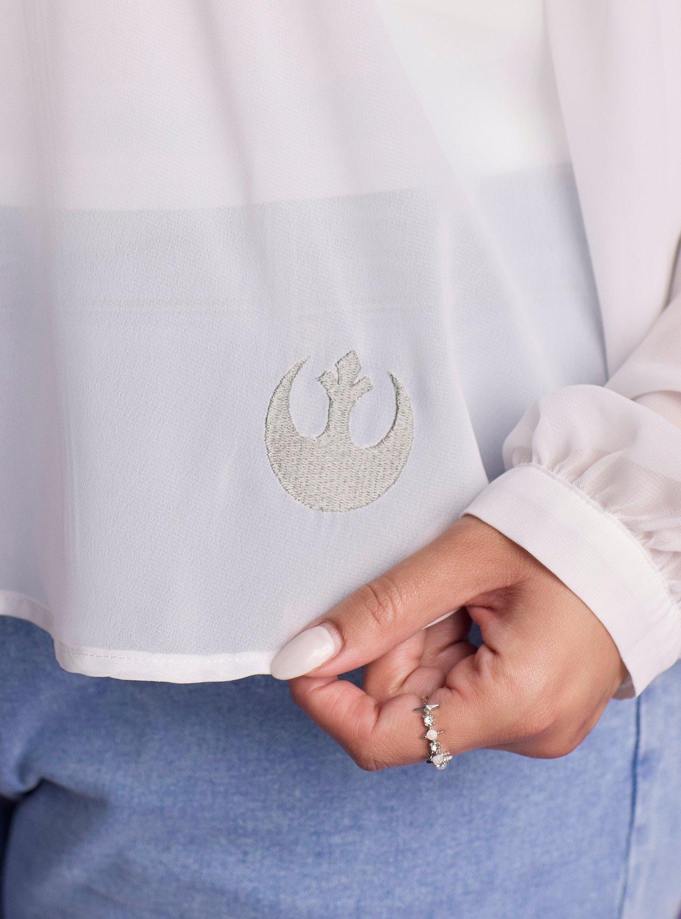 Her Universe Star Wars Princess Leia Chiffon Long-Sleeve Top Plus Size Her Universe Exclusive, BRIGHT WHITE, alternate