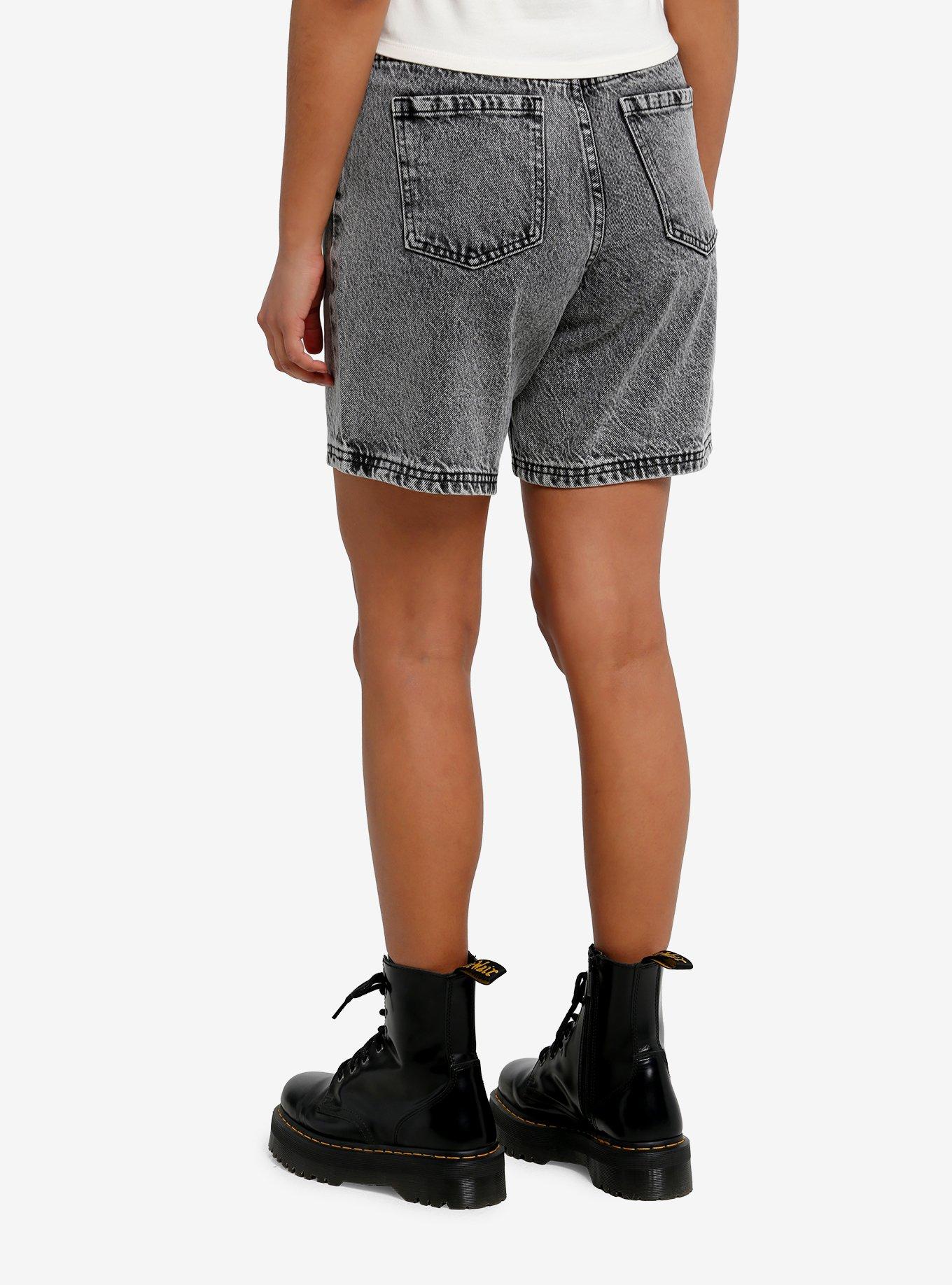 Light Black Wash Frayed Star Dad Shorts, , hi-res