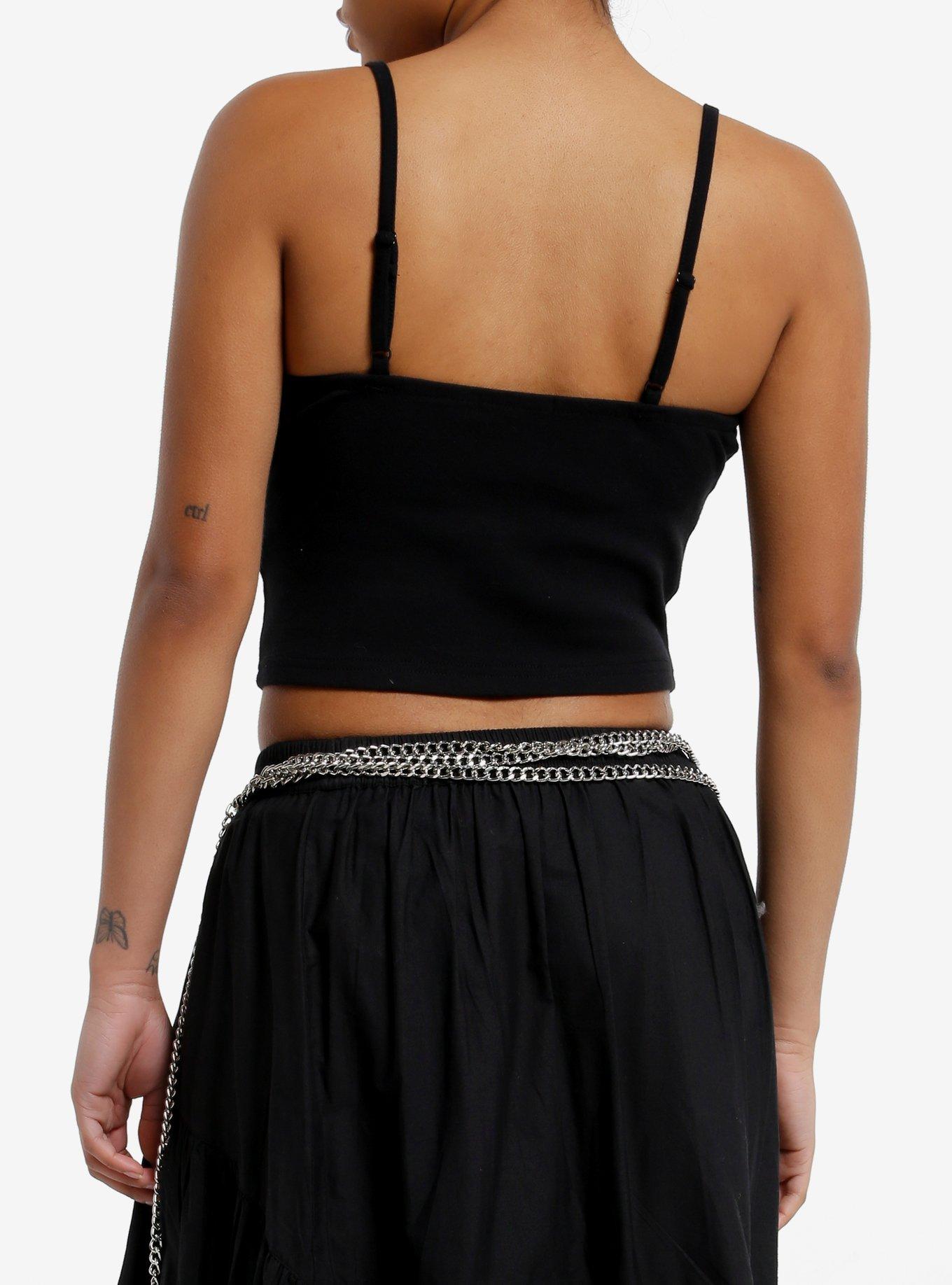 Cosmic Aura Black Lace Girls Crop Cami, BLACK, alternate