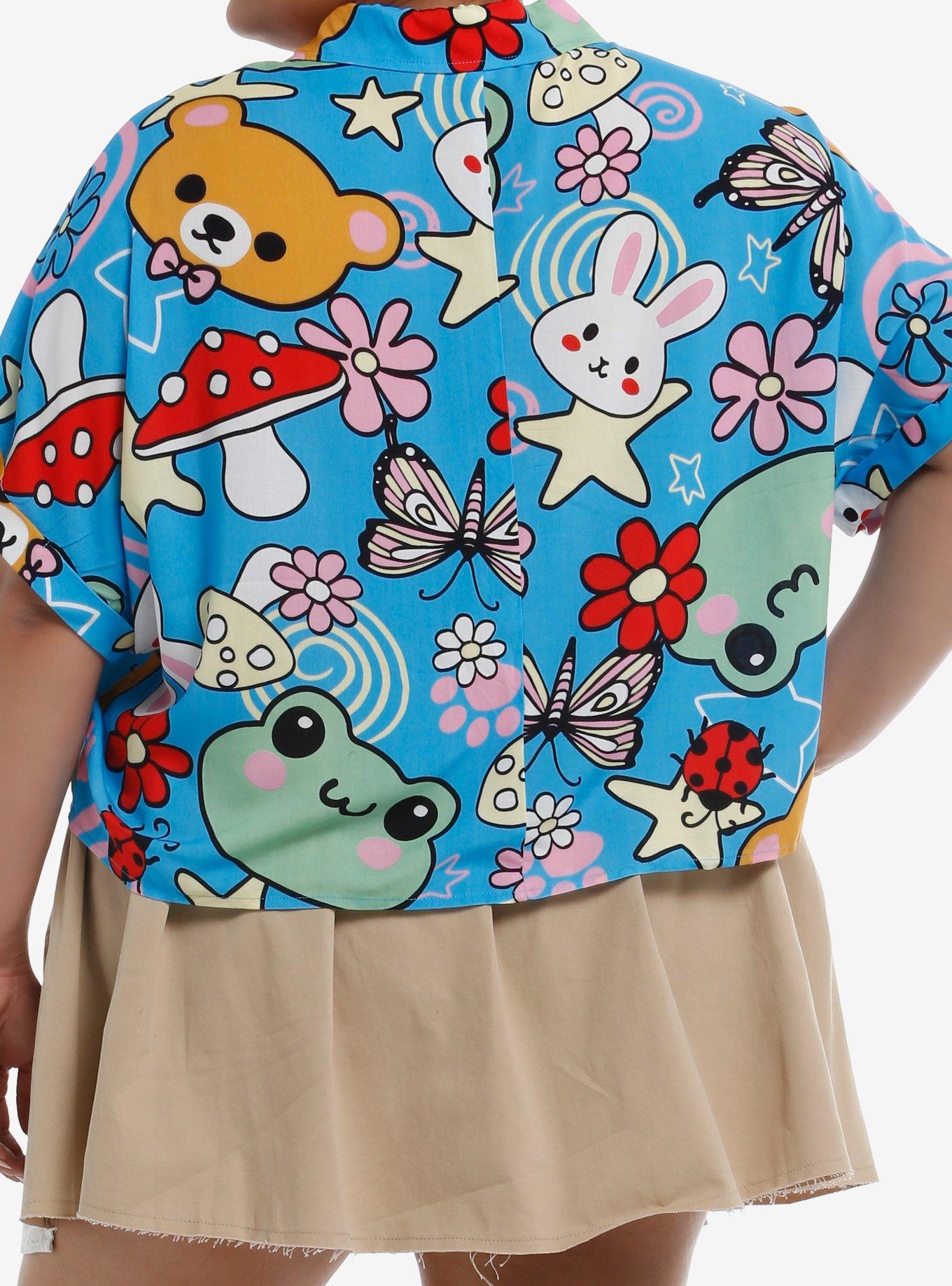 Sweet Society Colorful Critter Girls Boxy Woven Button-Up Plus Size, MULTI, alternate