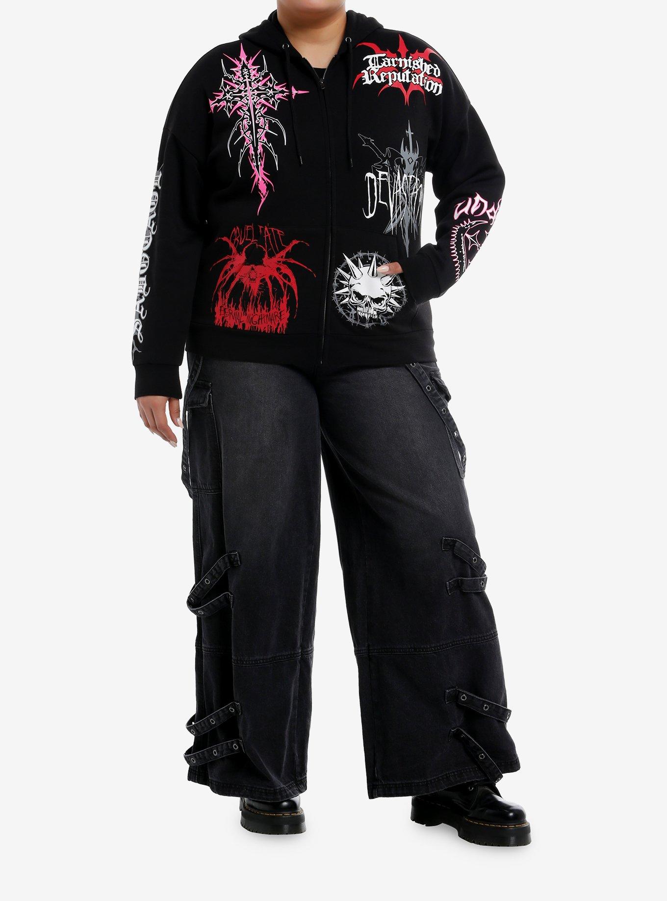 Tarnished Reputation Tribal Graphic Girls Hoodie Plus Size, PINK, alternate