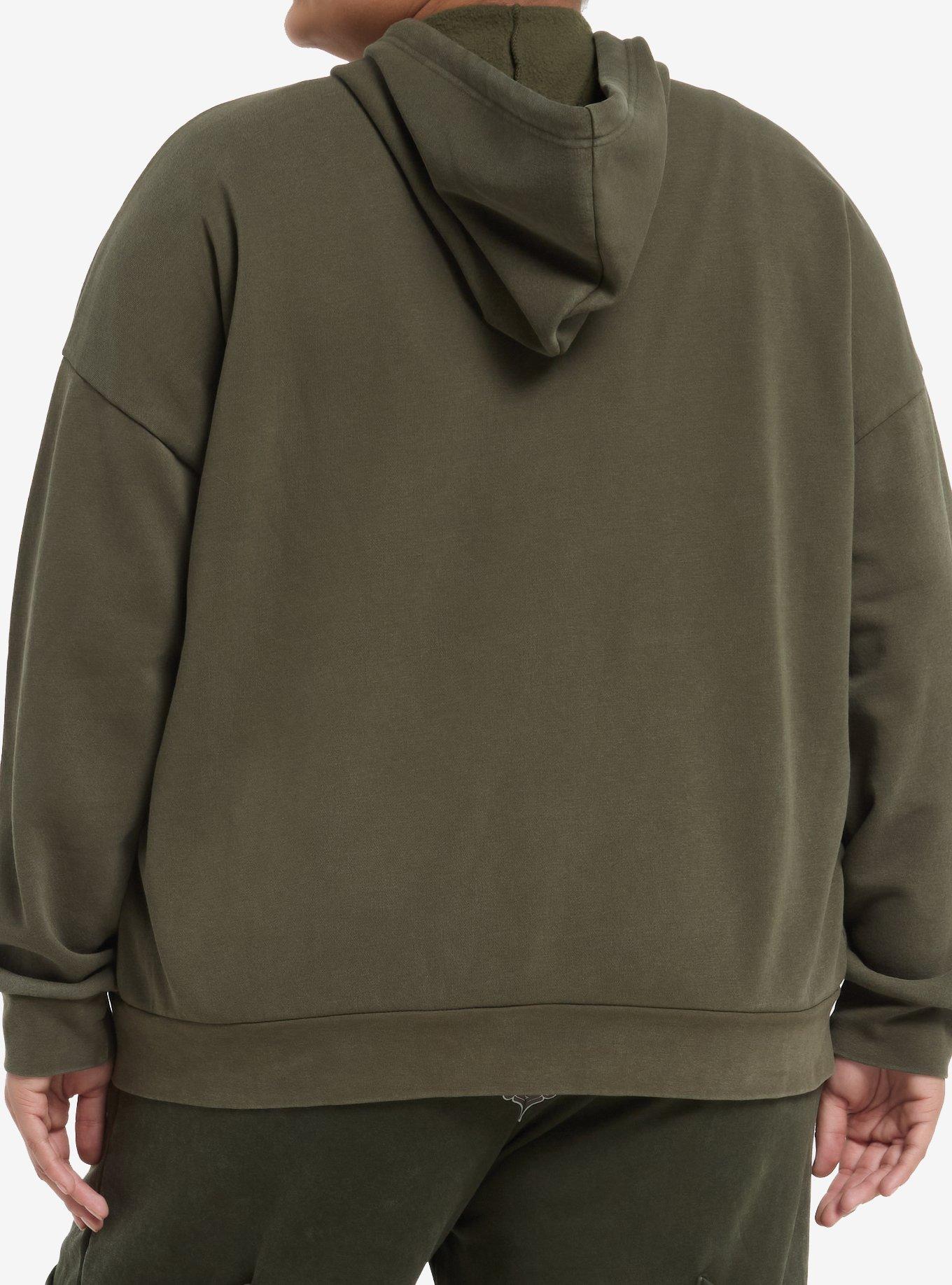 Green Star Rib Cage Girls Hoodie Plus Size, , hi-res