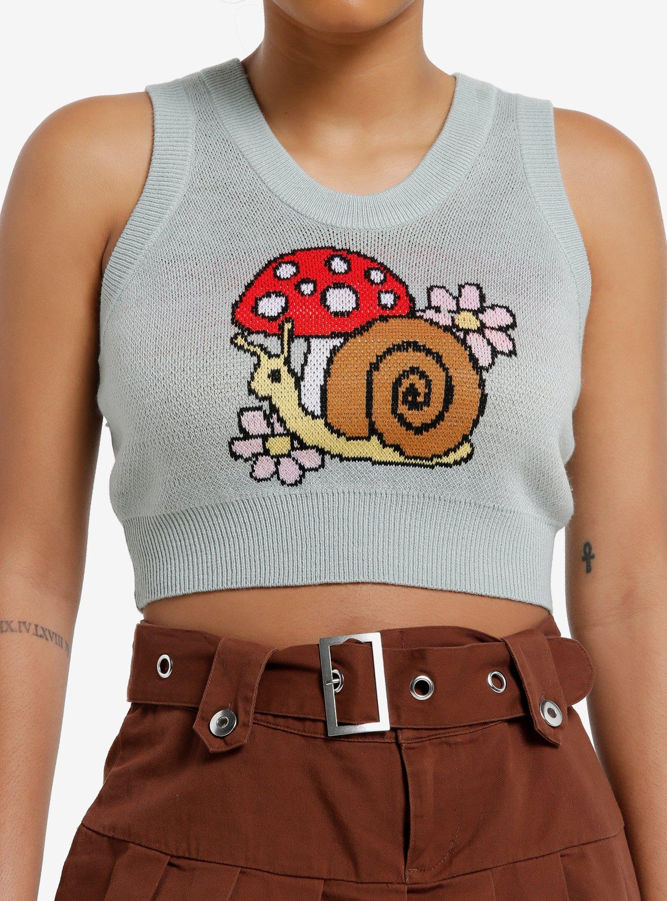 Sweet Society Mushroom & Snail Crop Girls Cardigan & Tank Top Set, CREAM, alternate