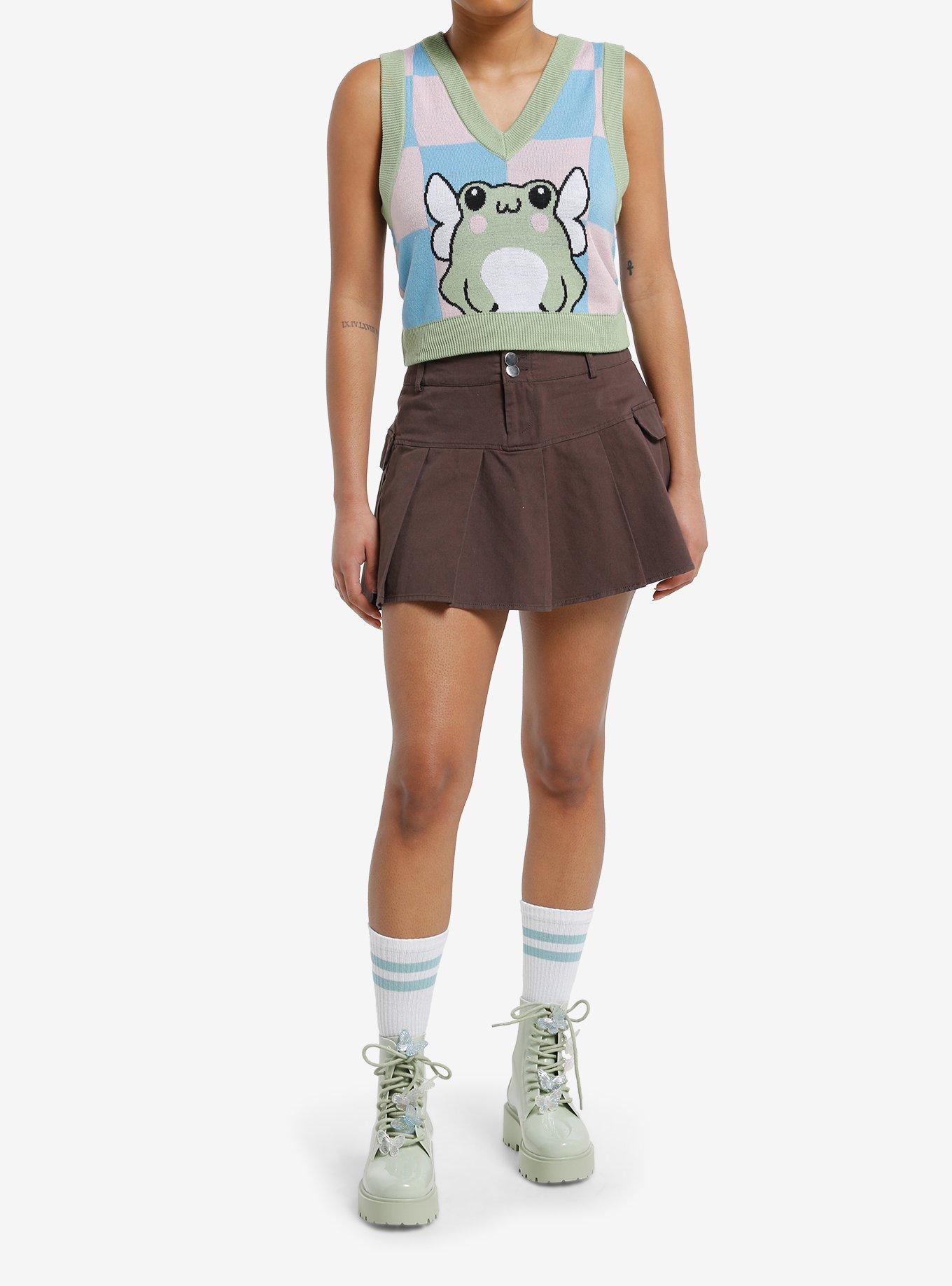 Sweet Society Chibi Winged Frog Checker Girls Knit Vest, , hi-res