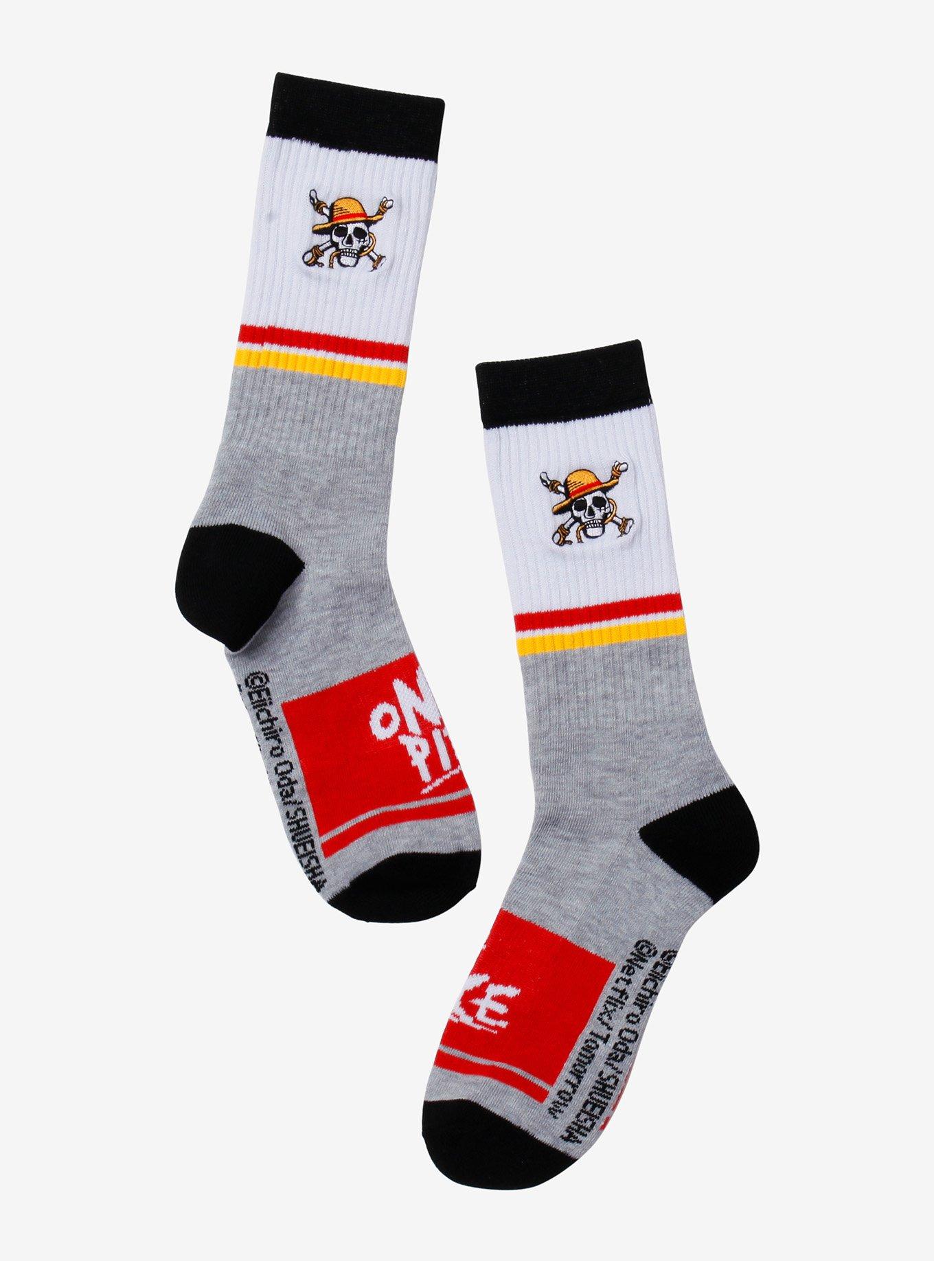 One Piece Jolly Roger Embroidered Crew Socks, , hi-res