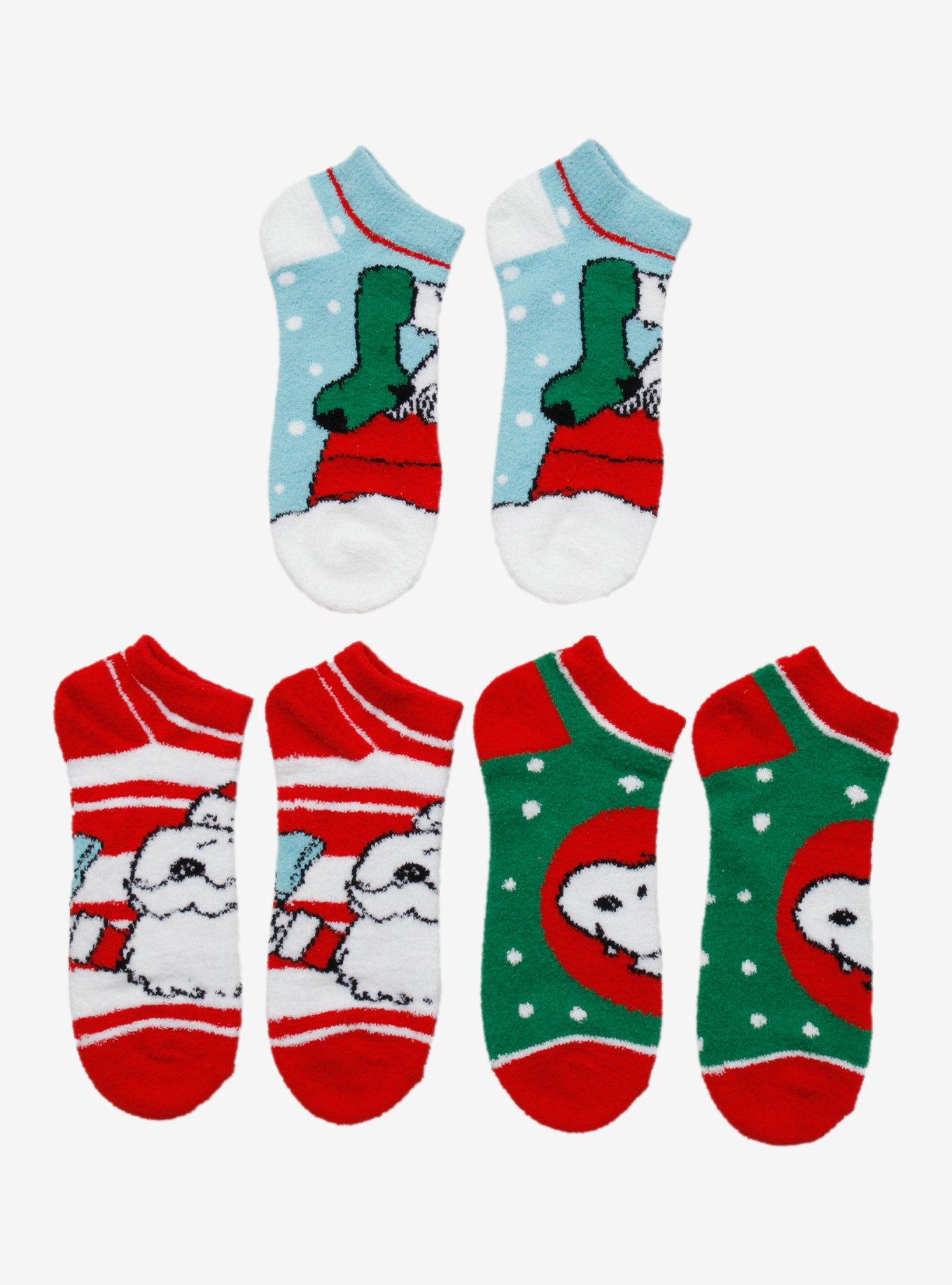Peanuts Snoopy Christmas No-Show Cozy Socks 3 Pair, , alternate