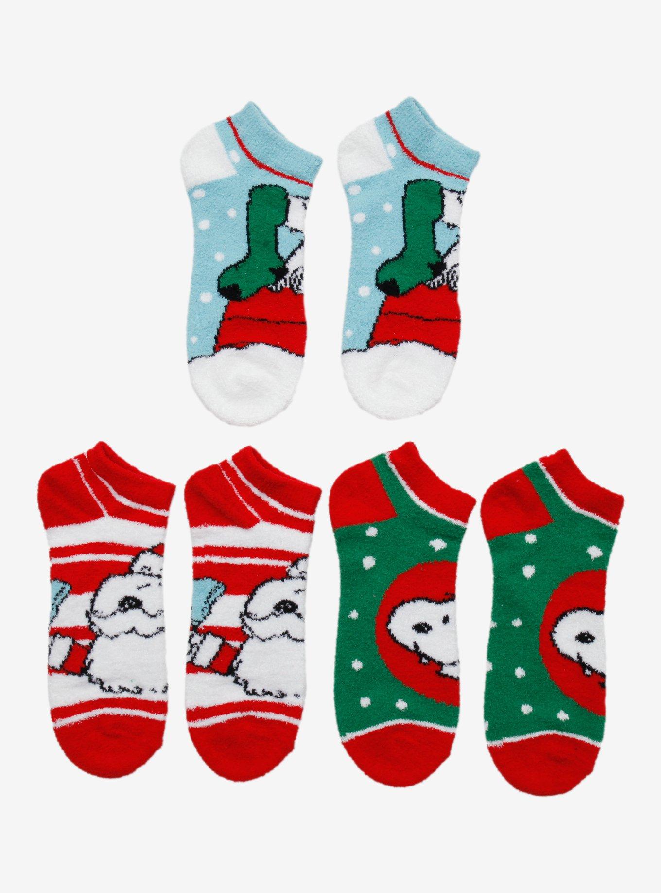 Peanuts Snoopy Christmas No-Show Cozy Socks 3 Pair, , hi-res