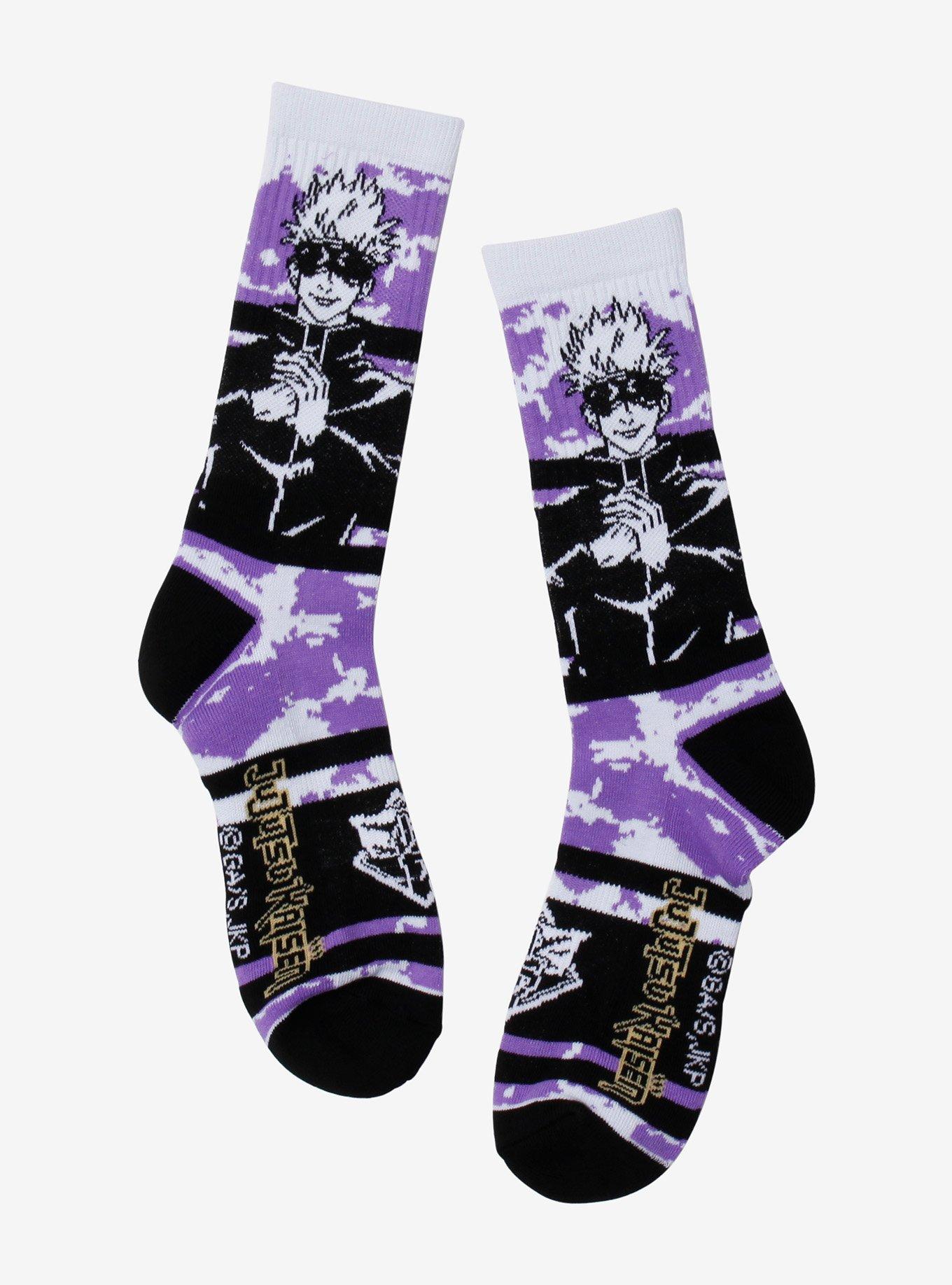 Jujutsu Kaisen Gojo Purple Tie-Dye Crew Socks, , hi-res