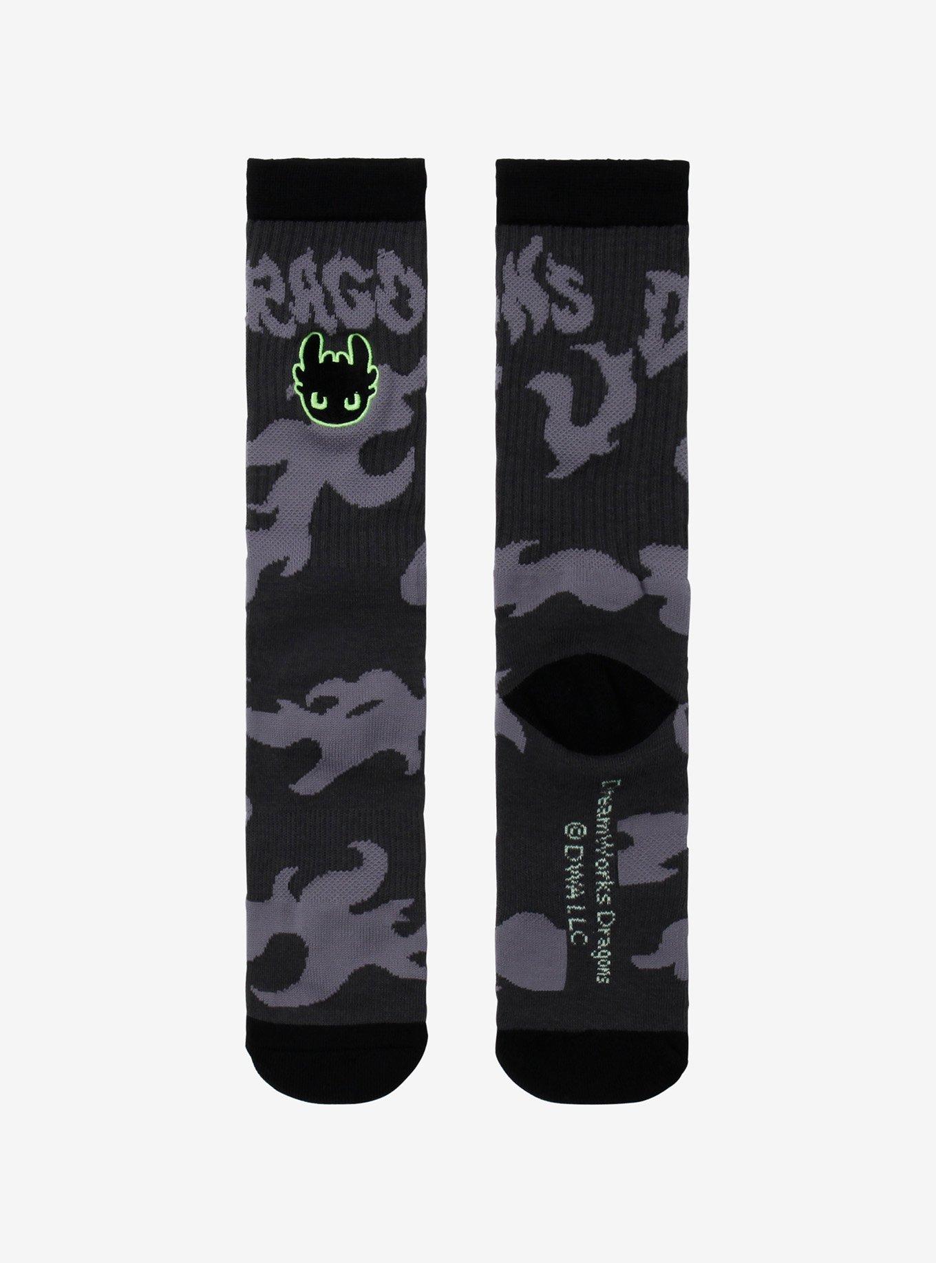 How To Train Your Dragon Toothless Glow-In-The-Dark Crew Socks, , alternate