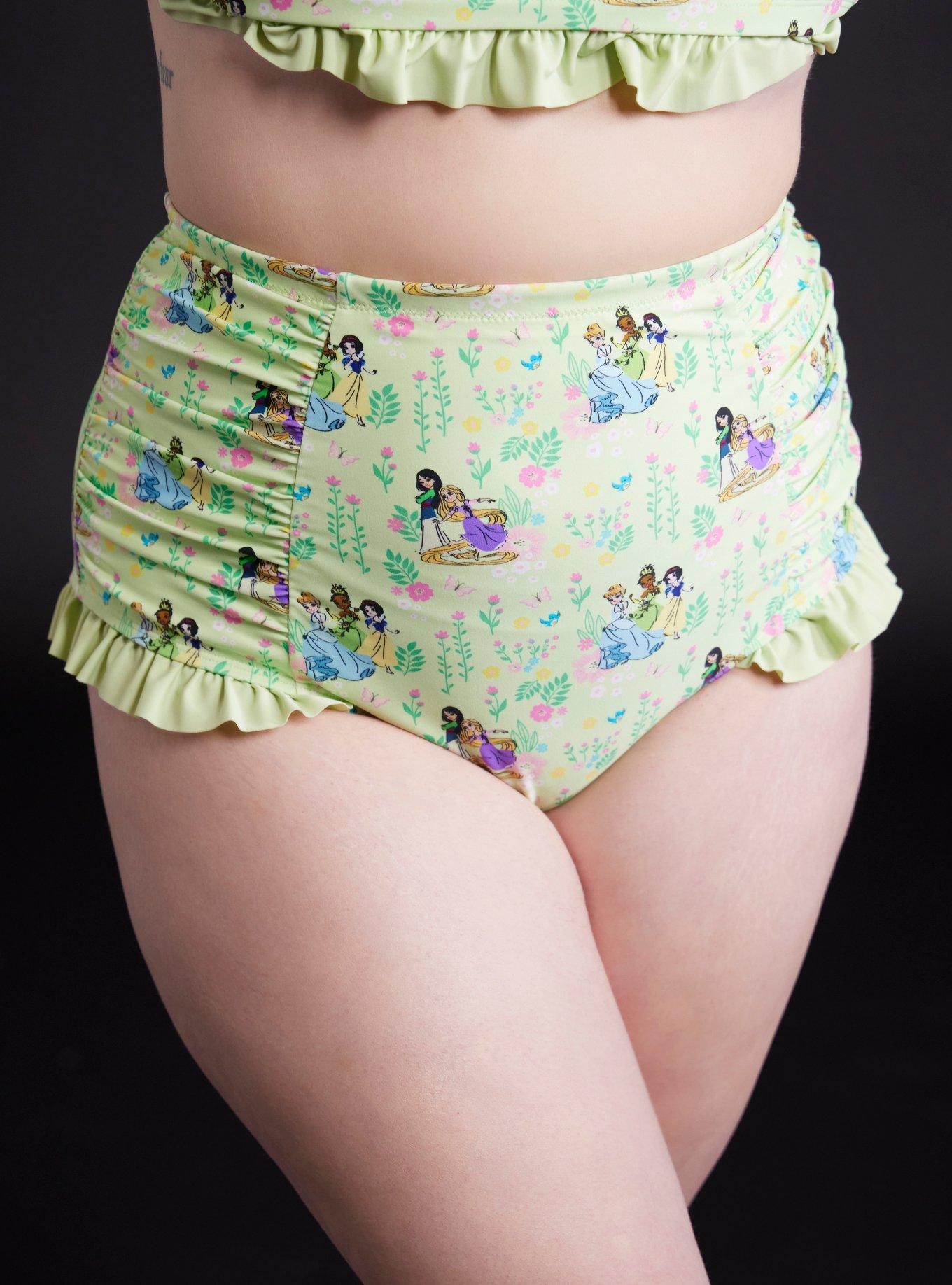 Disney Princess Floral High-Waisted Swim Bottoms Plus Size, , hi-res