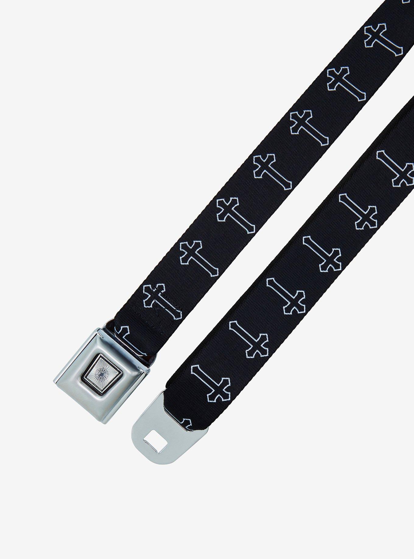 Black & White Cross Seatbelt Belt, , hi-res