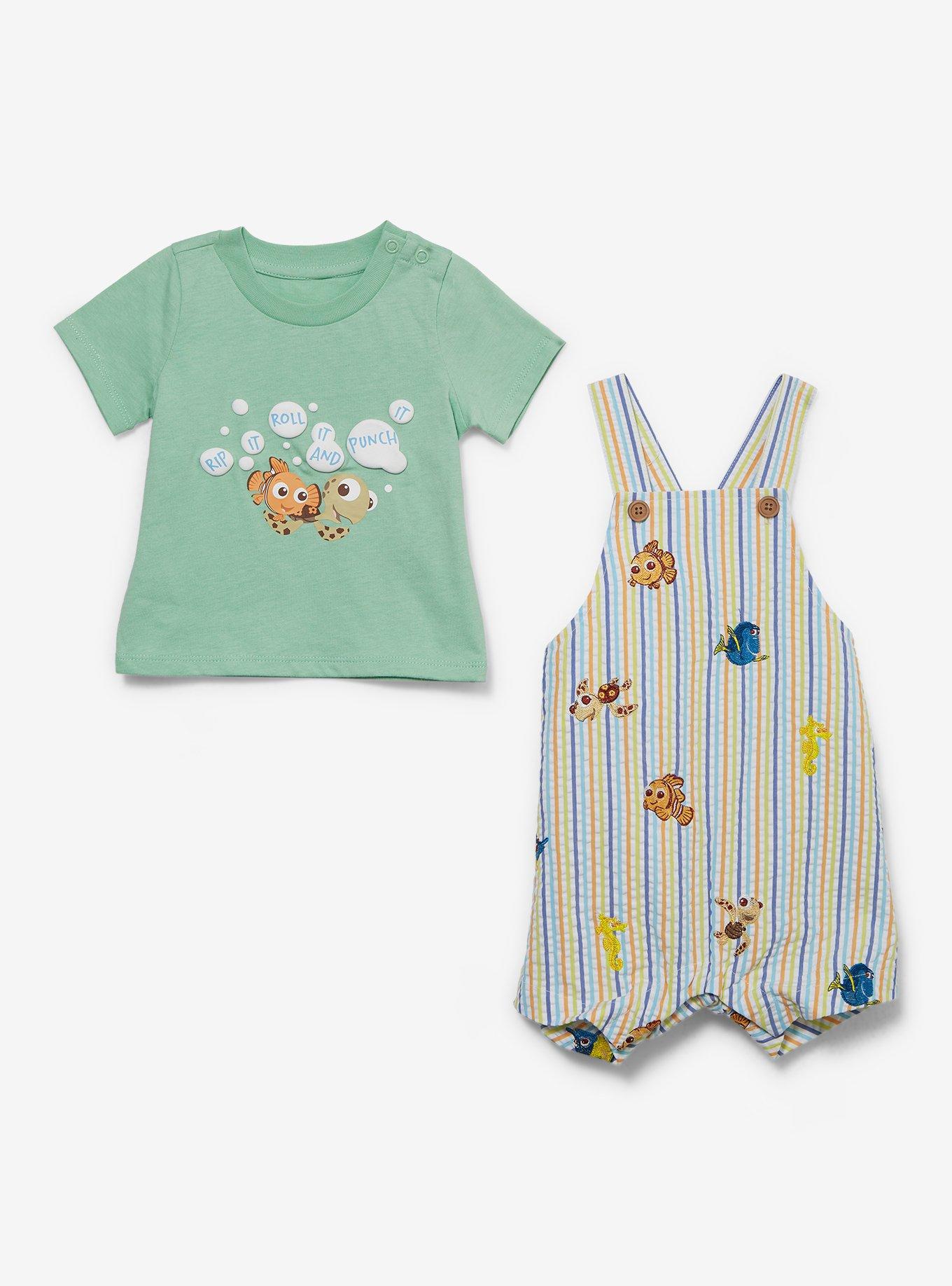 Disney Pixar Finding Nemo Striped Infant T-Shirt and Overall Set, MULTI, alternate