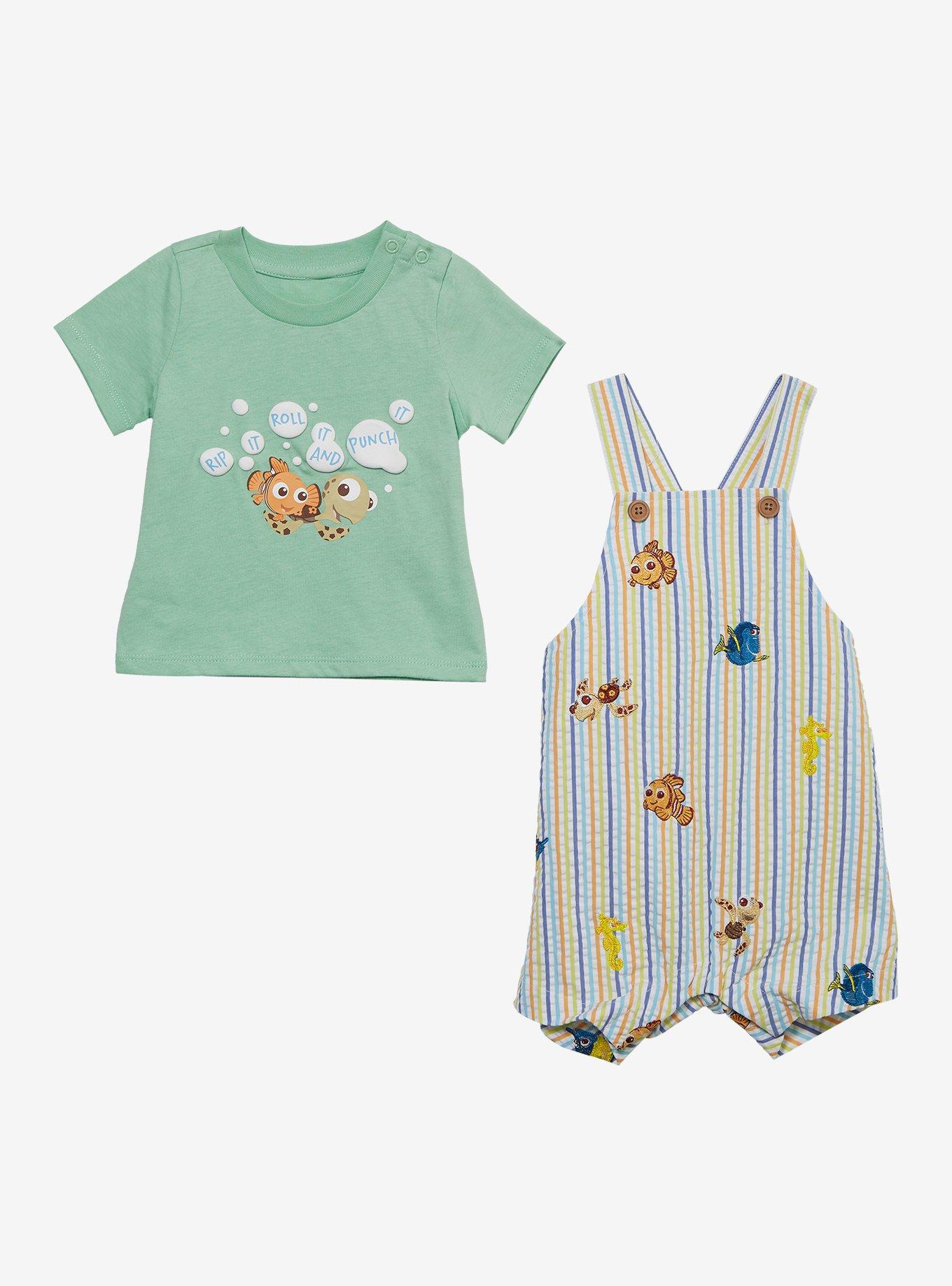 Disney Pixar Finding Nemo Striped Infant T-Shirt and Overall Set, MULTI, alternate