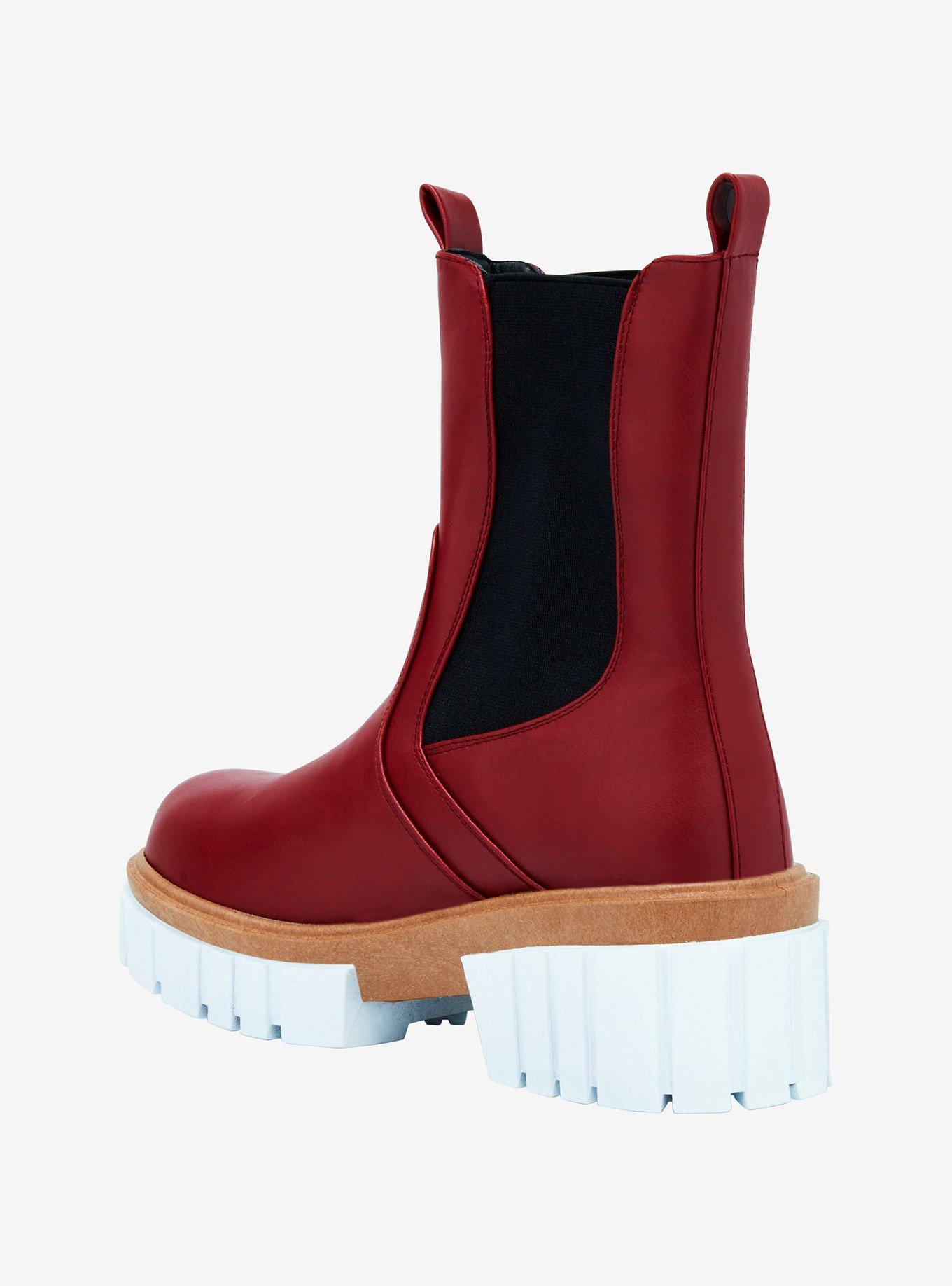 Yoki Burgundy Chelsea Boots, , hi-res