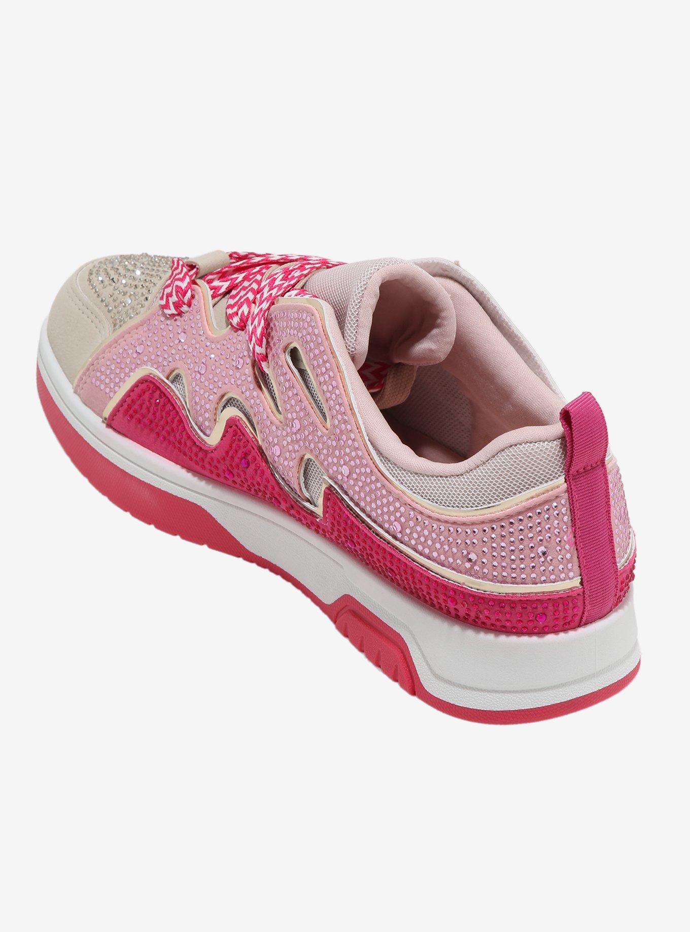 Yoki Pink & Beige Rhinestone Hunter Sneakers, MULTI, alternate