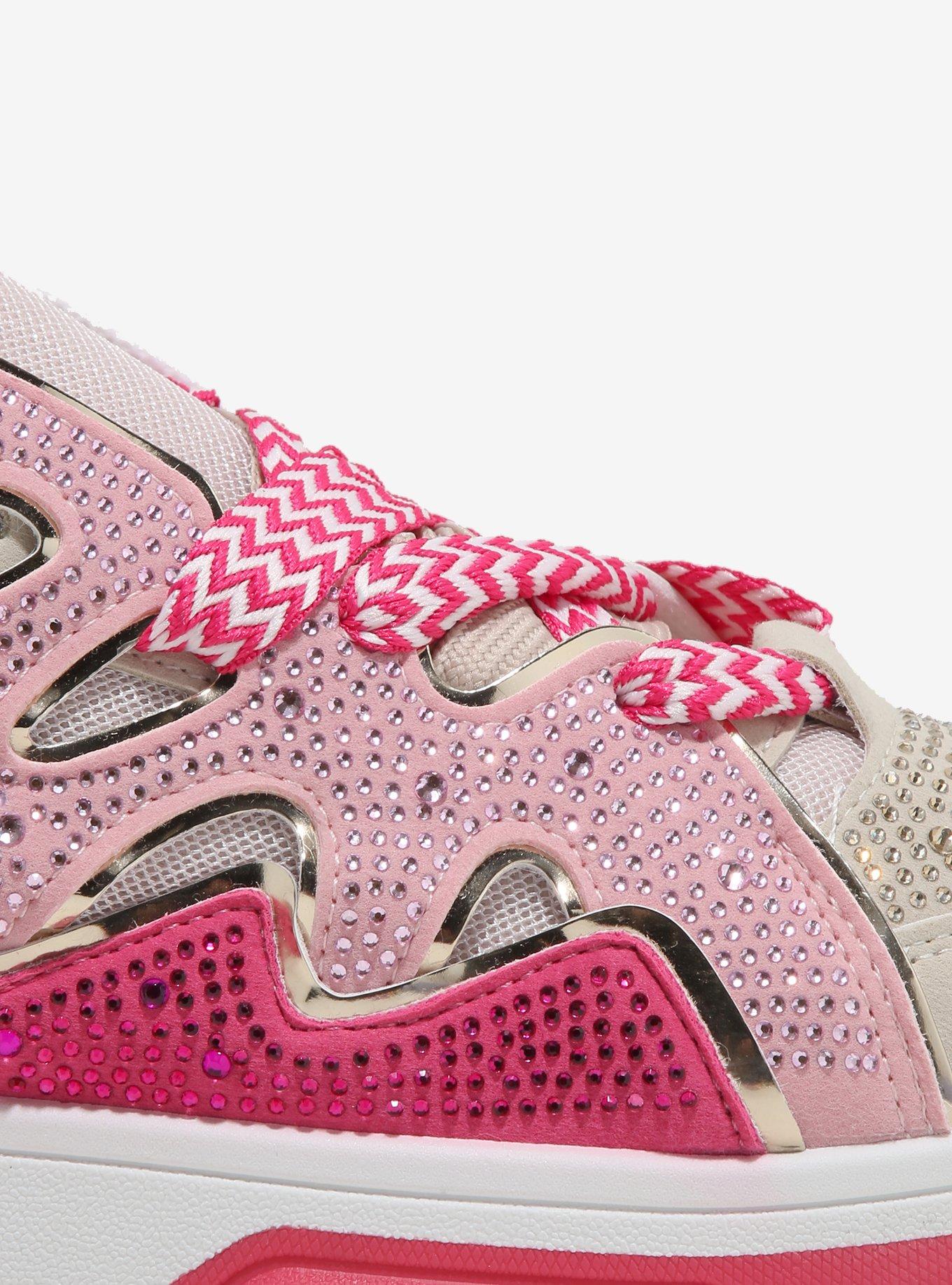 Yoki Pink & Beige Rhinestone Hunter Sneakers, MULTI, alternate