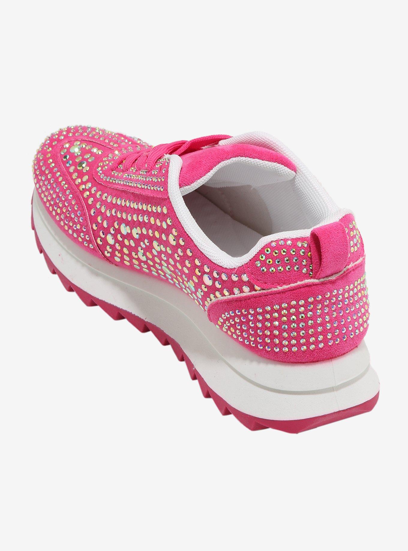 Yoki Pink Rhinestone Russel Sneakers, , hi-res