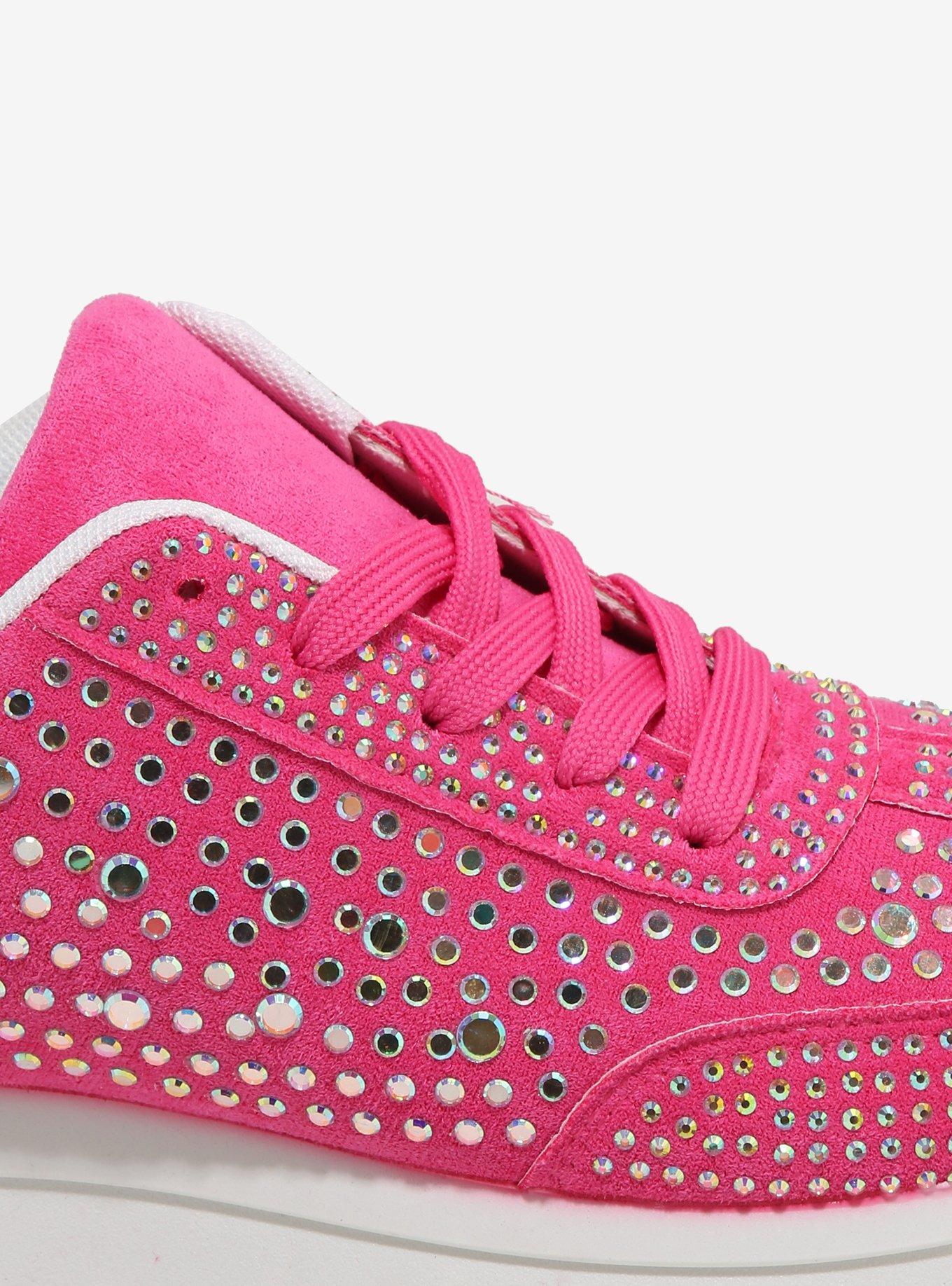 Yoki Pink Rhinestone Russel Sneakers, MULTI, alternate