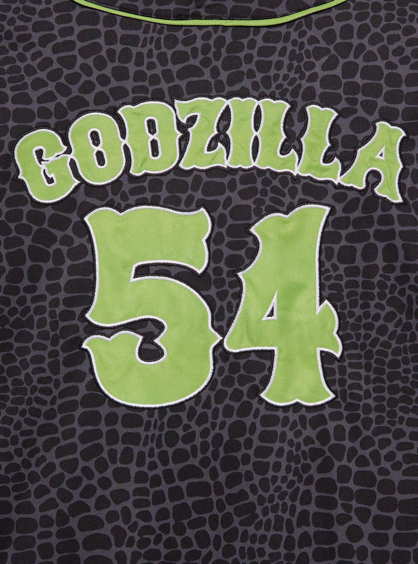 Godzilla Embroidered Baseball Jersey — BoxLunch Exclusive, BLACK, alternate