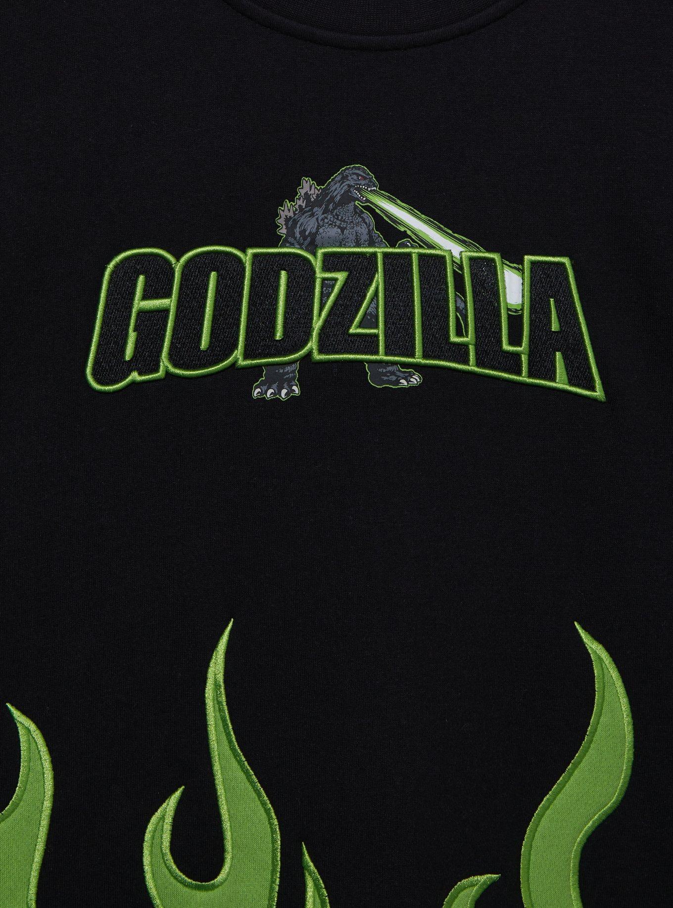 Godzilla Flame Panel Crewneck - BoxLunch Exclusive, BLACK, alternate