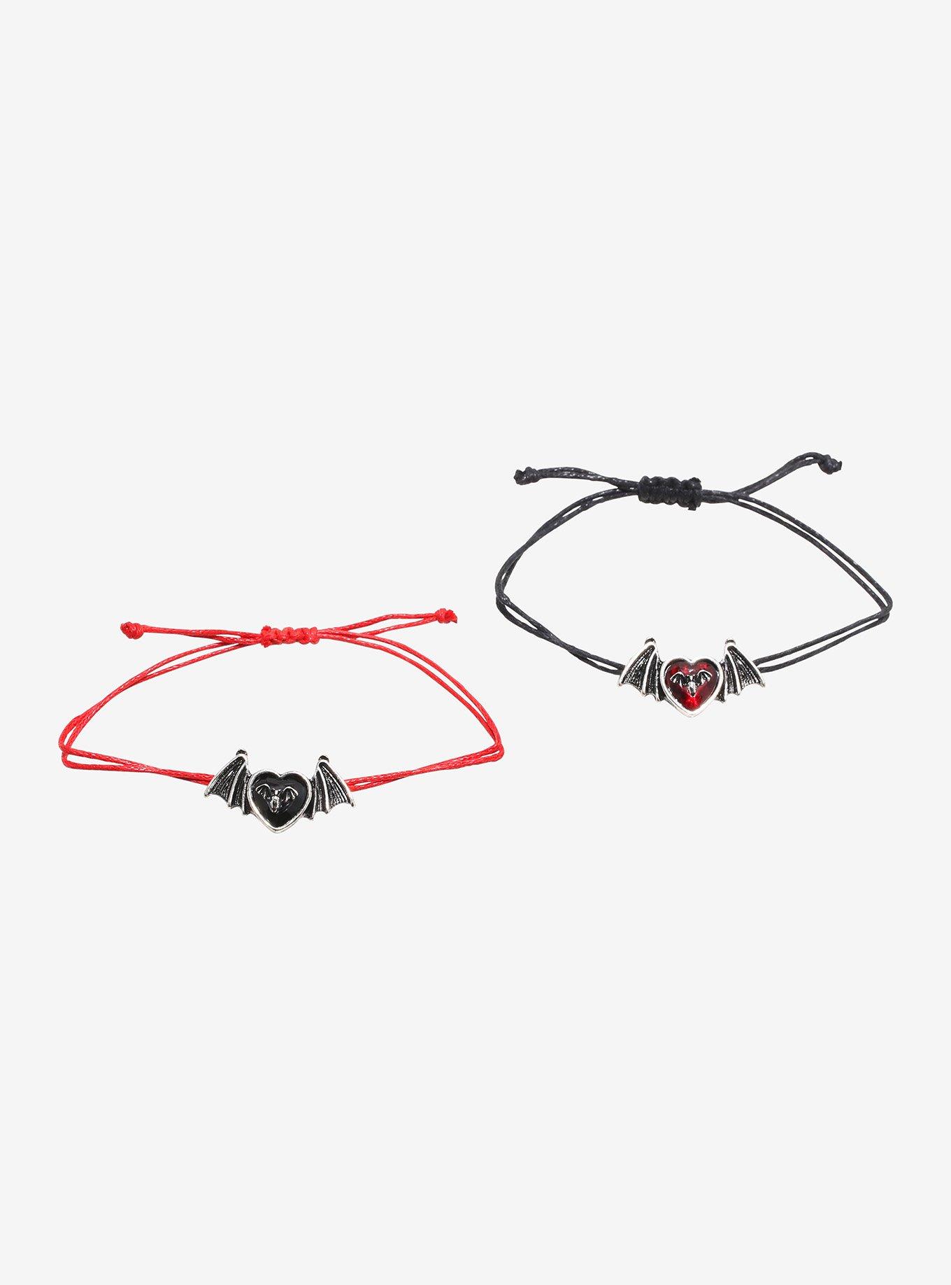 Bat Wing Heart Best Friend Cord Bracelet Set, , hi-res