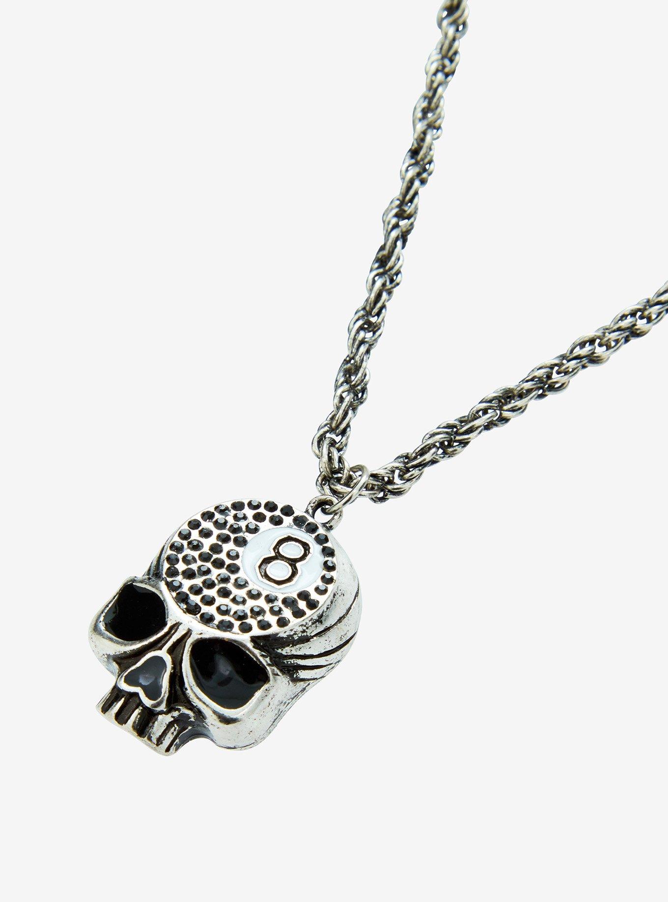 Skull 8 Ball Bling Necklace, , alternate
