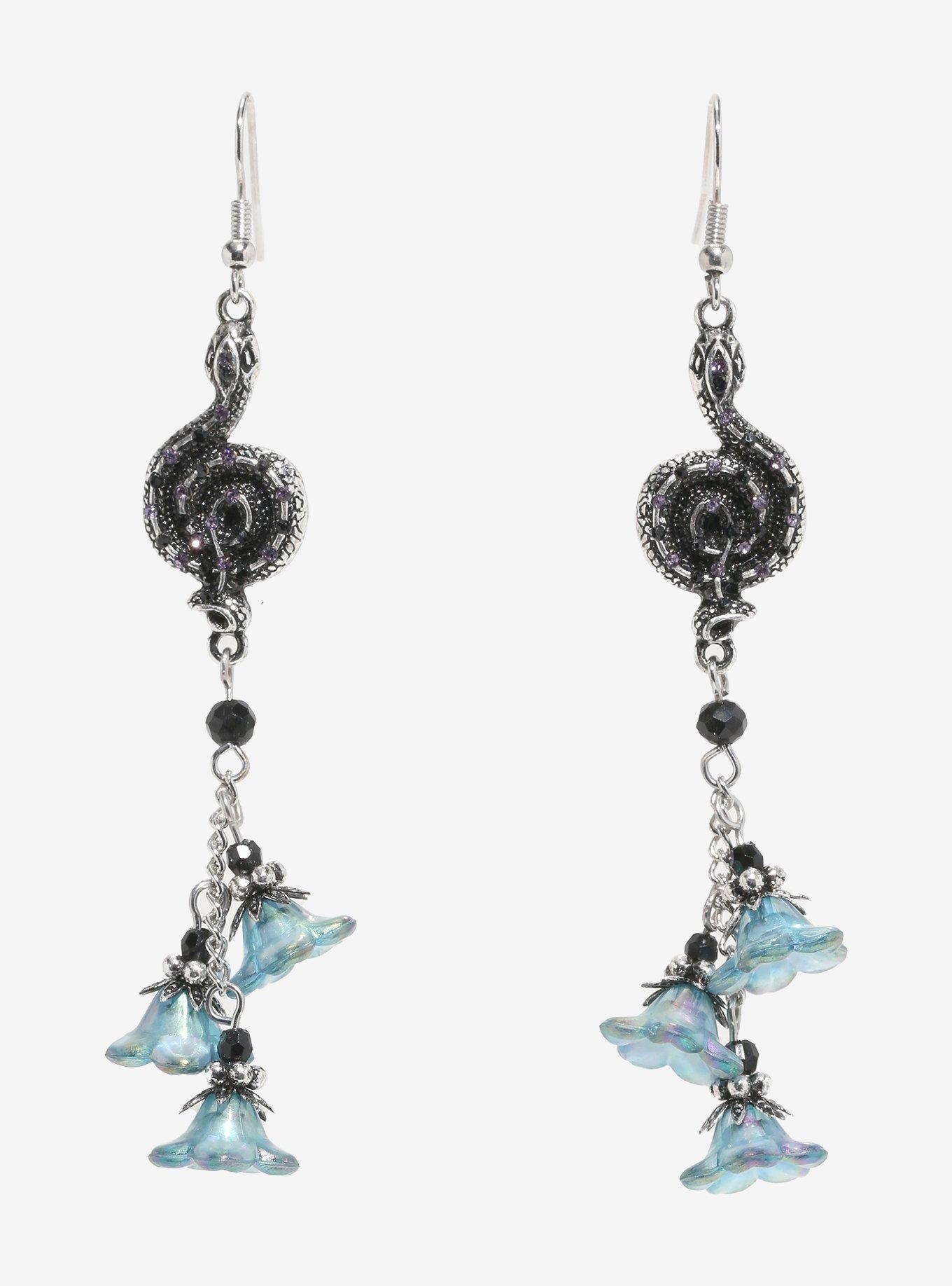 Thorn & Fable Serpent Flower Drop Earrings, , alternate