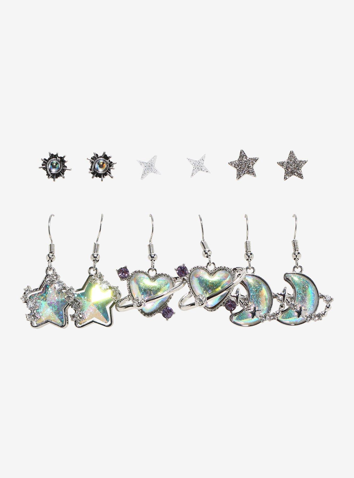 Sweet Society Glitter Celestial Heart Earring Set, , alternate