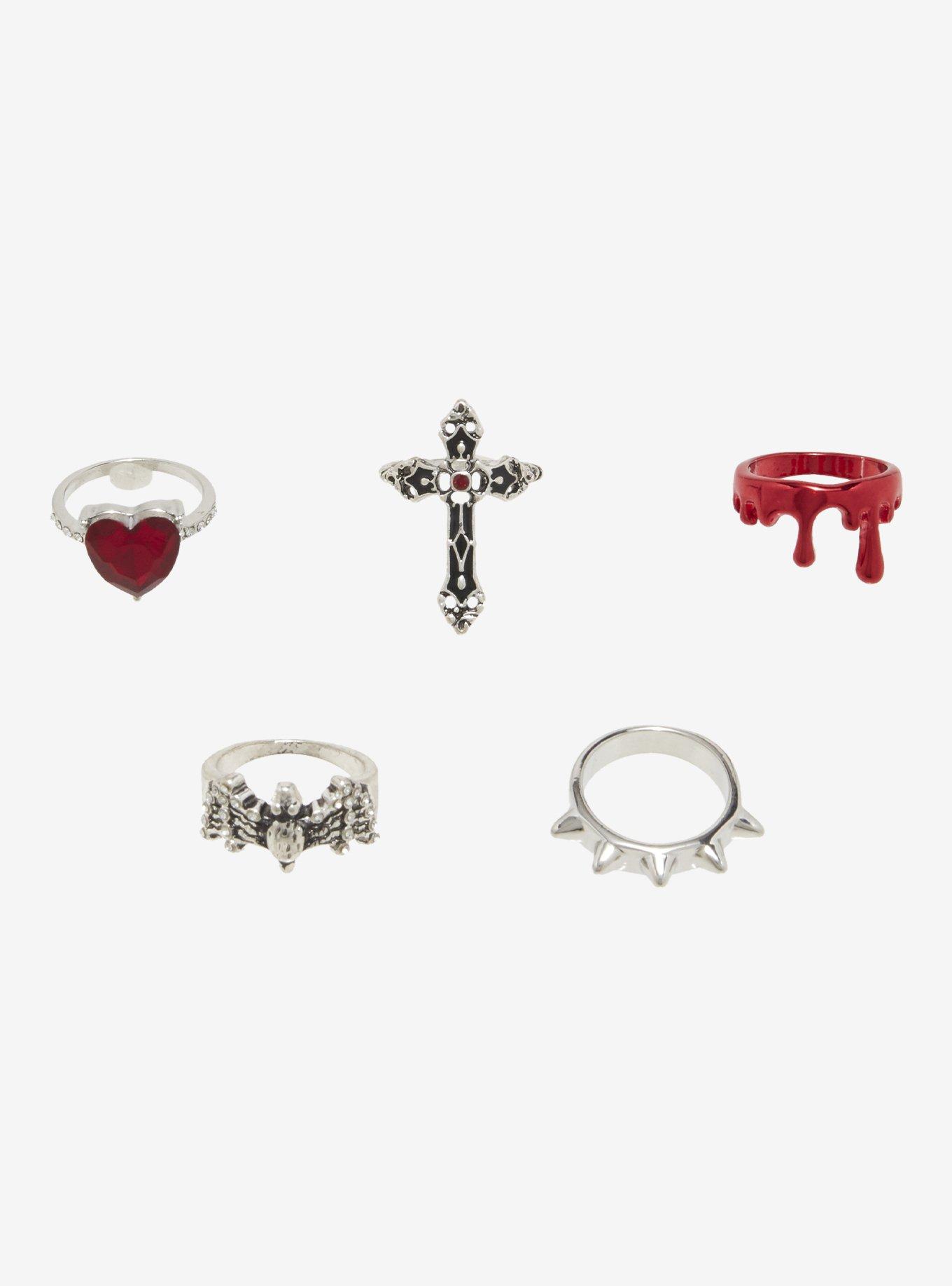 Cross Blood Heart Ring Set, , hi-res