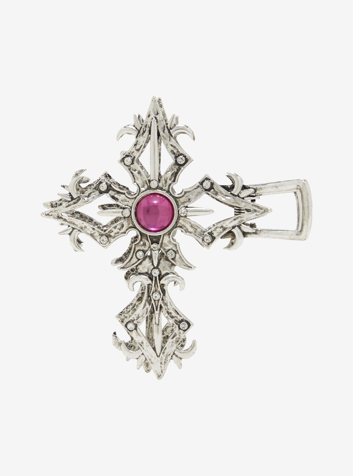 Thorn & Fable Ornate Cross Gem Claw Hair Clip, , hi-res