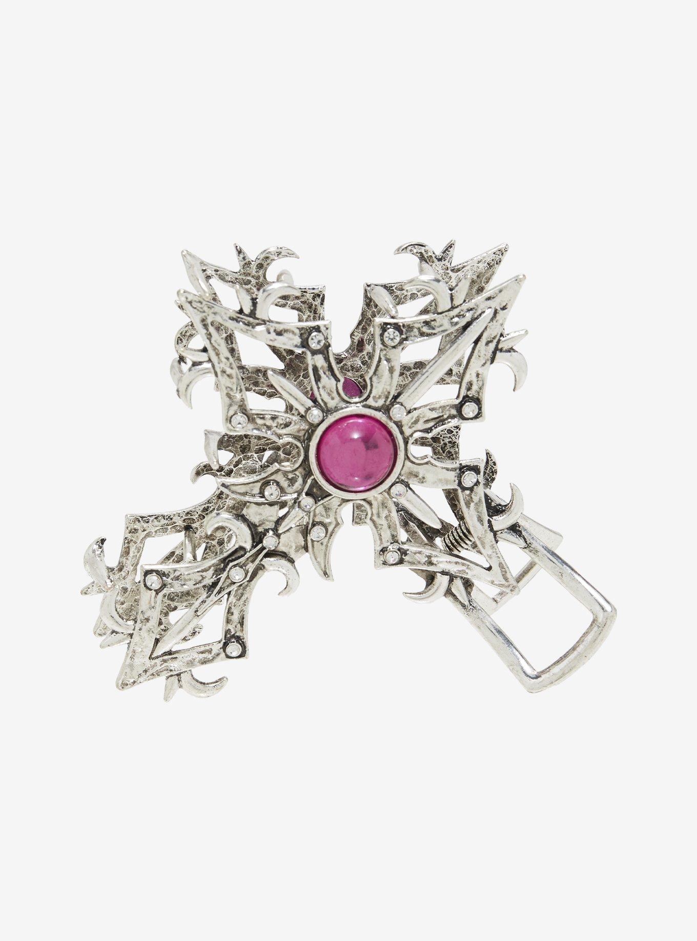 Thorn & Fable Ornate Cross Gem Claw Hair Clip, , alternate