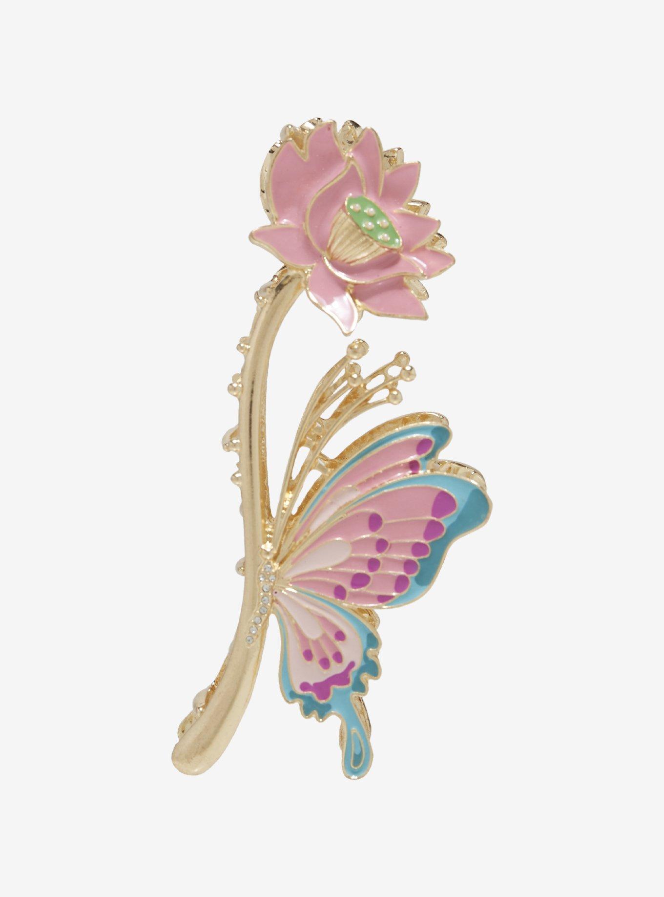 Thorn & Fable Butterfly Flower Claw Hair Clip, , hi-res