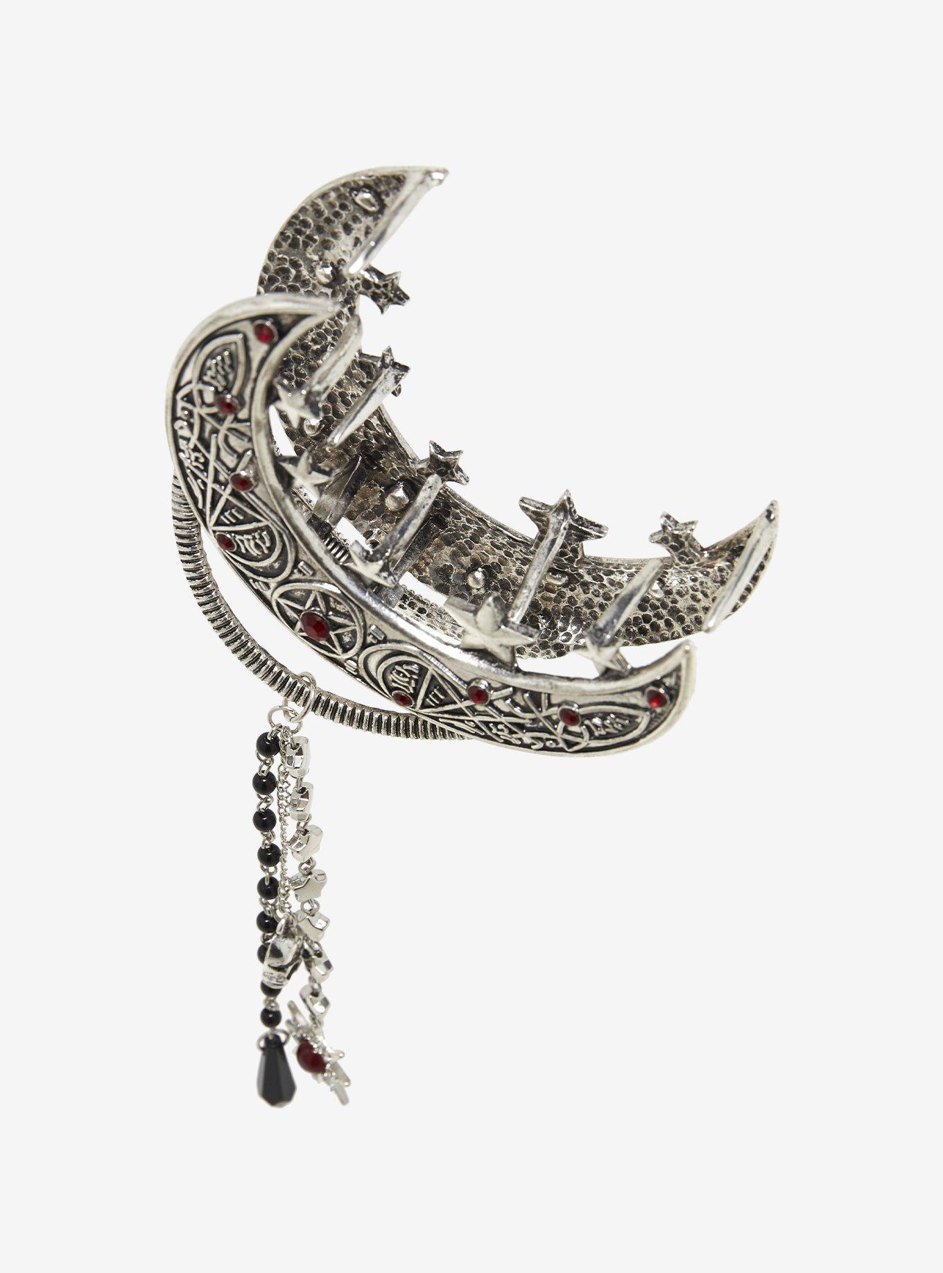 Ornate Crescent Moon Claw Hair Clip, , alternate