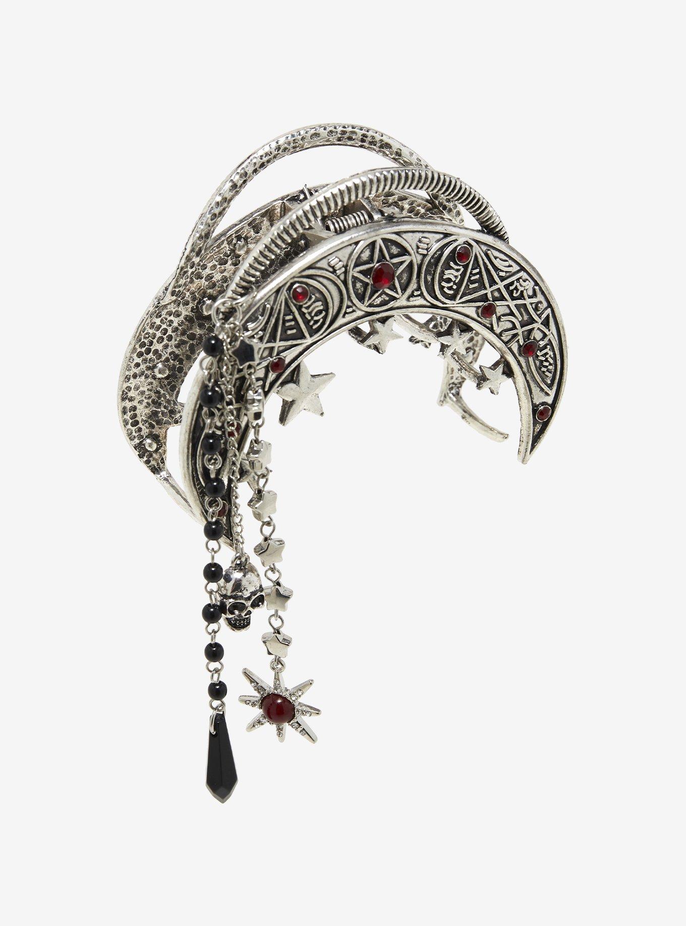 Ornate Crescent Moon Claw Hair Clip, , alternate