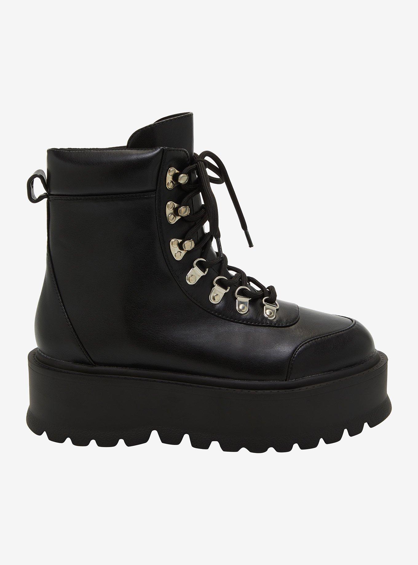 Koi Black Matric Platform Combat Boots, , hi-res