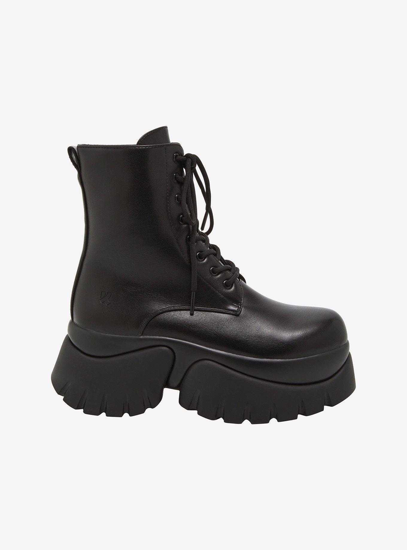 Koi Black Vilun Platform Combat Boots, , hi-res