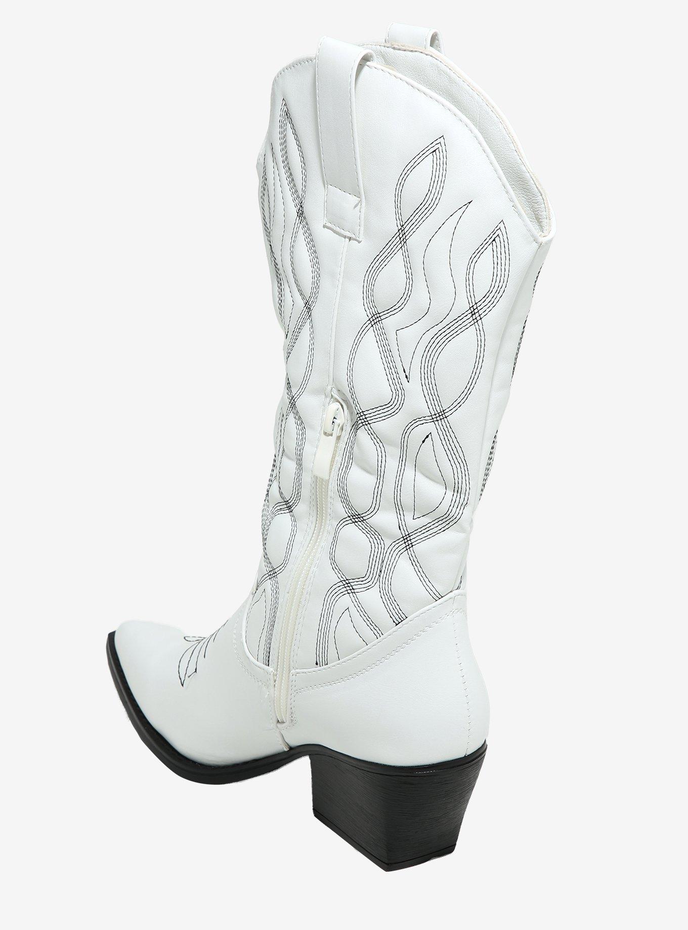 Yoki White Gayle Cowboy Boots, , hi-res