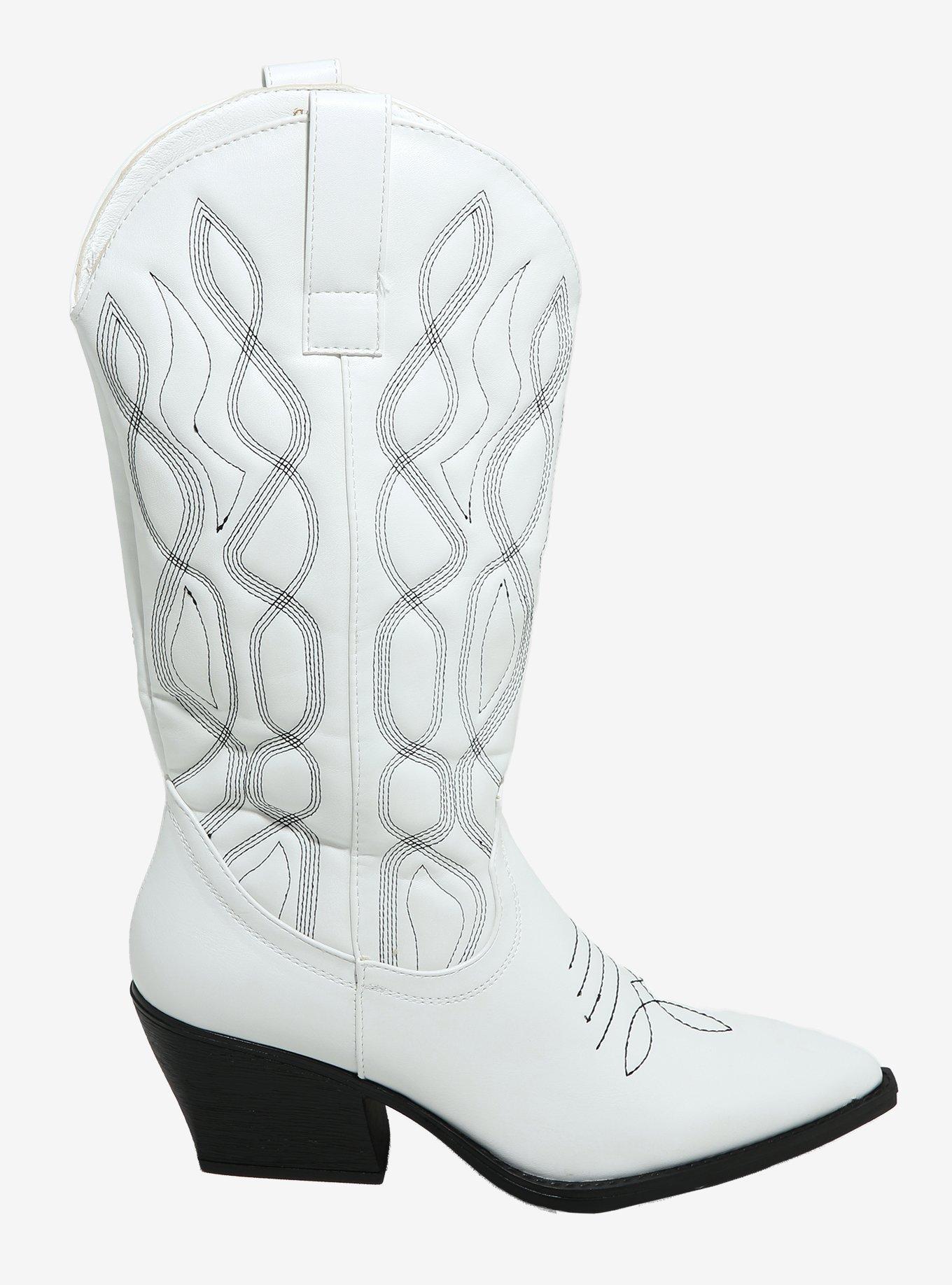Yoki White Gayle Cowboy Boots, MULTI, alternate