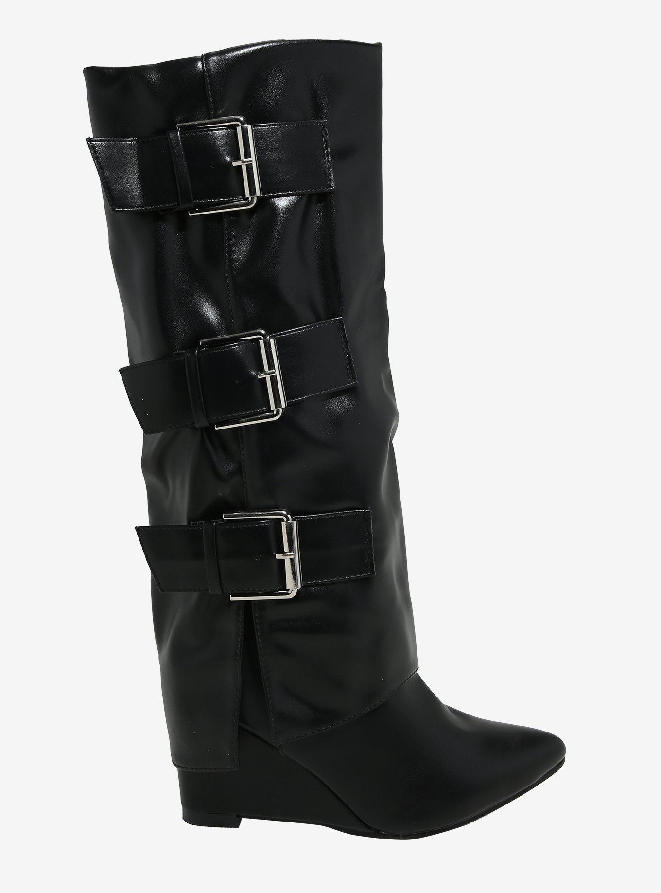 Yoki Black Buckle Erlinda Boots, MULTI, alternate